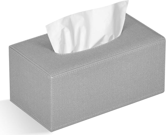 Tissue Box Cover Rectangular Tissue Box Holder for Bathroom (Grey)