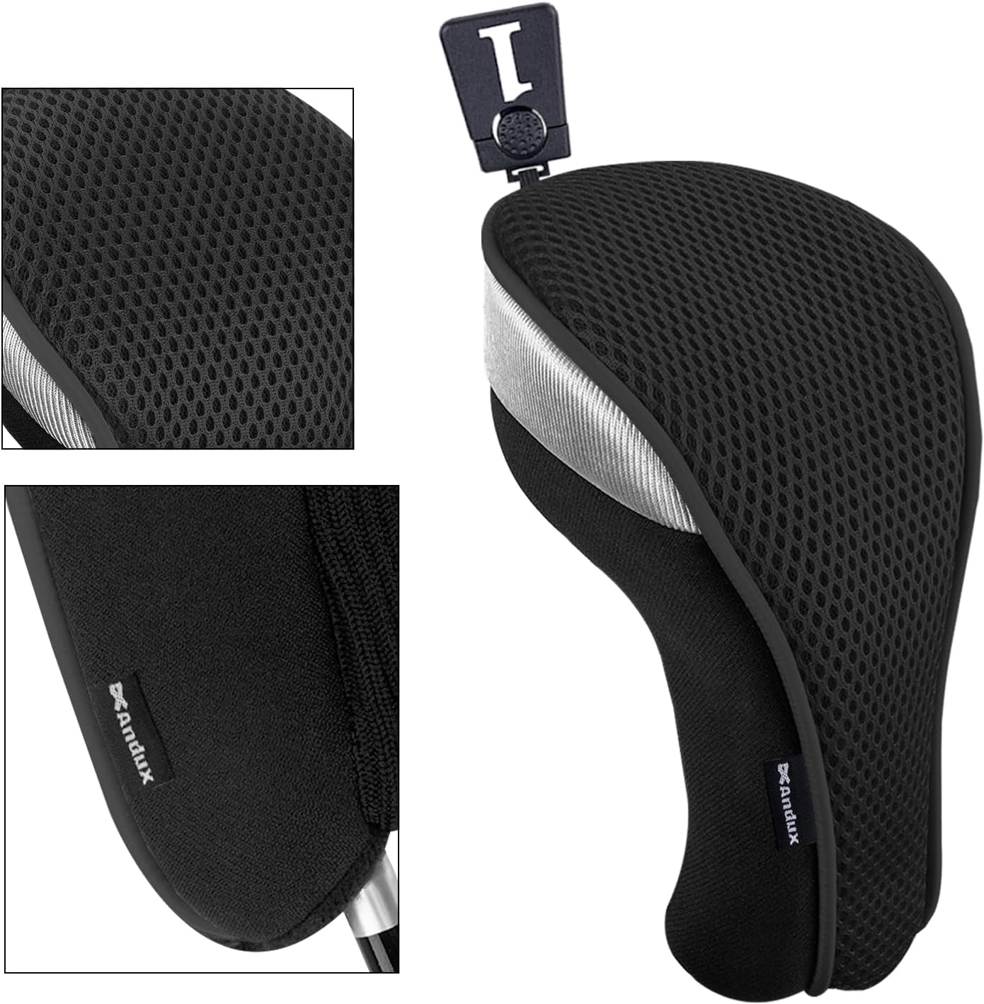 Andux 4pcs/Pack Mesh Golf 460cc Driver Fairway Wood Club Head Covers with Interchangeable No. Tags