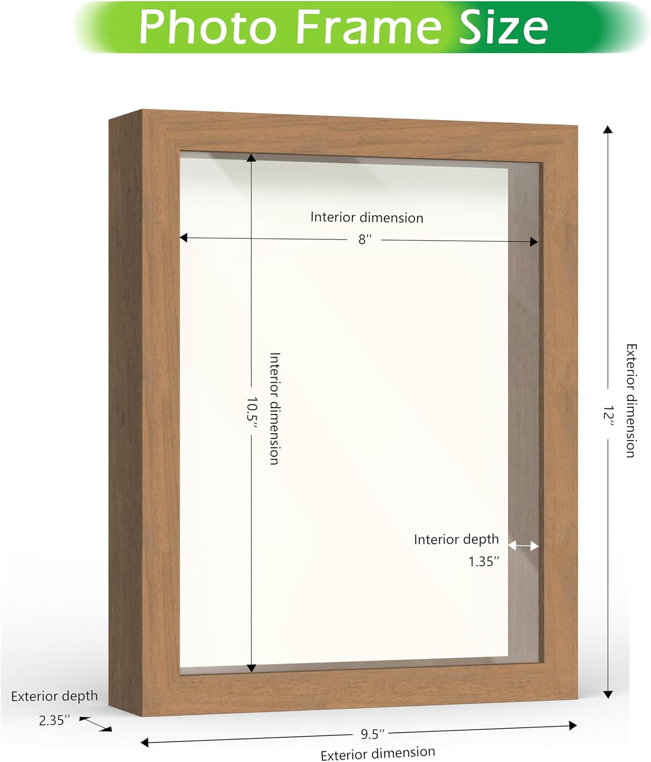 FrameWorks 8.5” x 11” Golden Oak Wooden Shadow Box Frame – Display Case with Soft Felt Back, Memory Box with Tempered Glass, Display Box with Elegant White Ball Push Pins, Wooden Flower Box