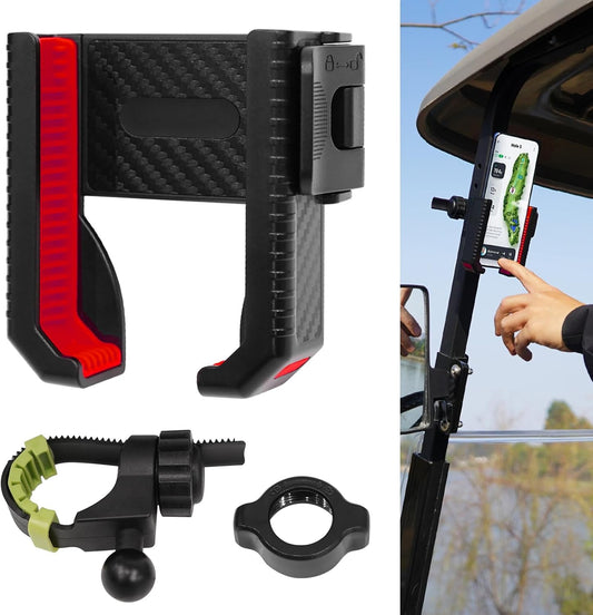 Golf Cart Phone Holder for EZGO Club Car Yamaha, Widely Use for Golf Push Cart Motorcycle Bike Treadmill Scooter Phone Mount, Compatible with iPhone/Samsung/Pixel All Phones, Golf Cart Accessories