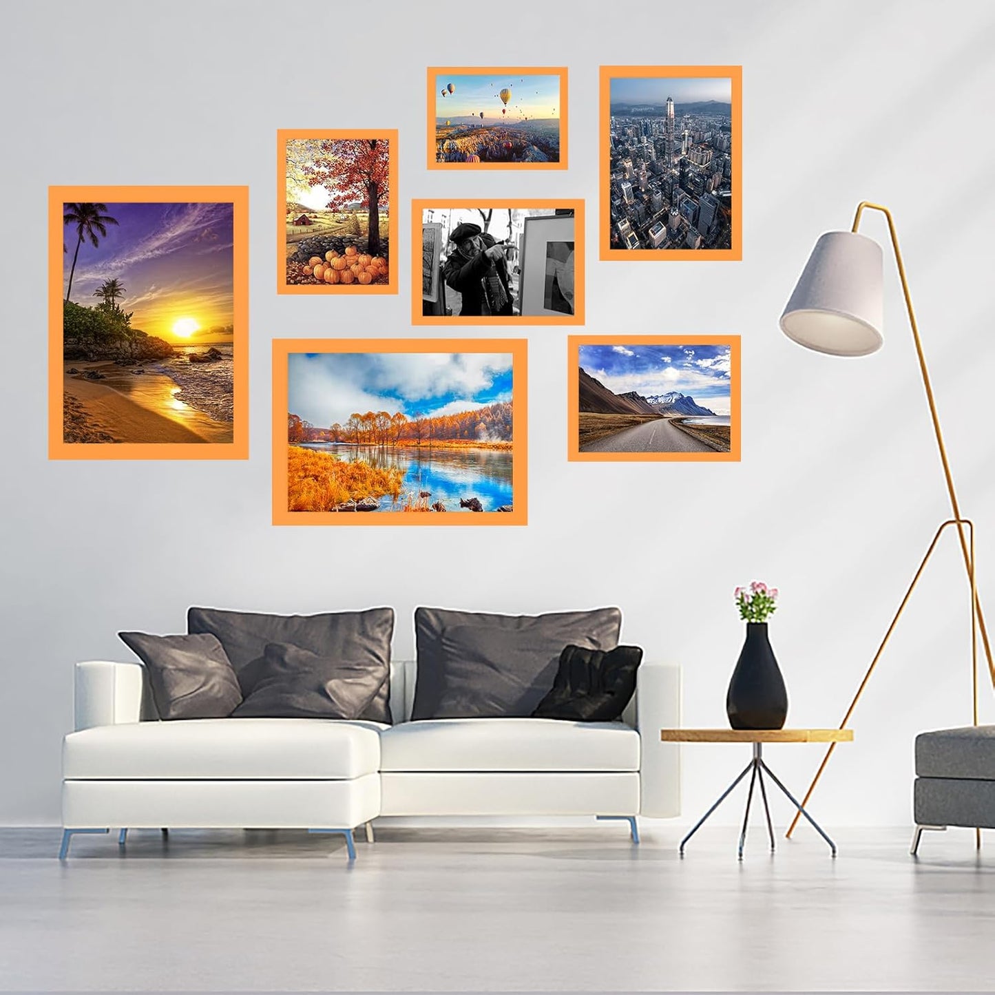 10x14 inch Wood Picture Frames for Wall Hanging,Diamond Painting Frames Rectangle Baby Scan Picture Frame for Family Walls Decoration,Anniversary,Wedding,Christmas,Halloween,Shower,Certificate (Orange)