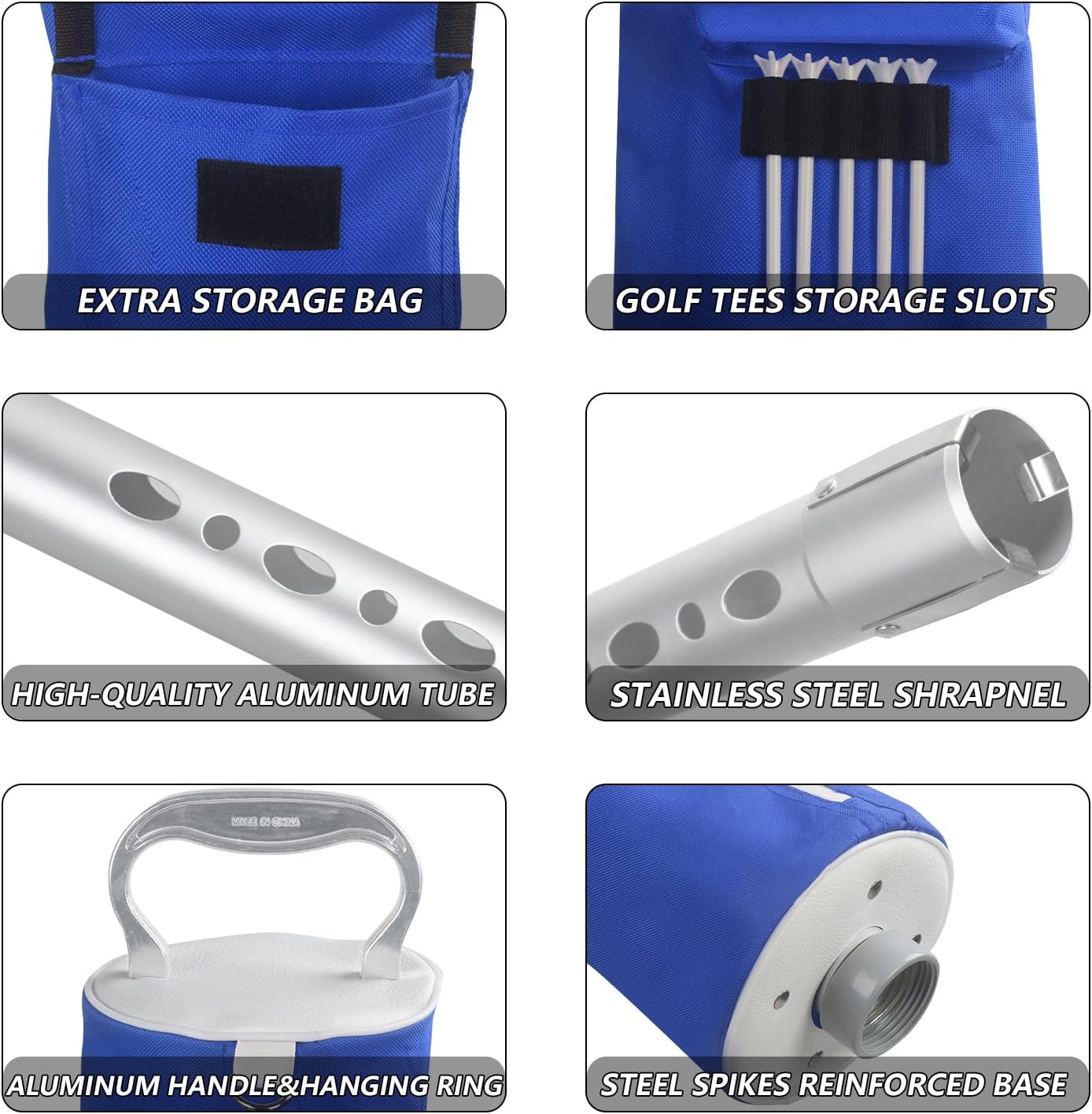 HOW TRUE Golf Ball Shag Bag with Aluminum Handle and Frame | Shag Bag for Golf Balls Golf Ball Retriever | Hold up to 70 Balls