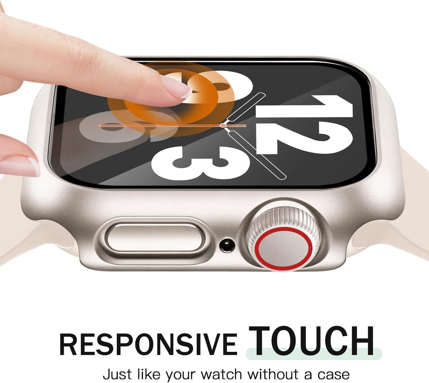 JR.DM 45mm 2 Pack Hard PC Case with HD Tempered Glass Screen Protector for Apple Watch Series 9/8/7, Slim Guard Bumper Full Coverage Protective Anti-Scratch Face Cover for iWatch, Starlight+ Clear