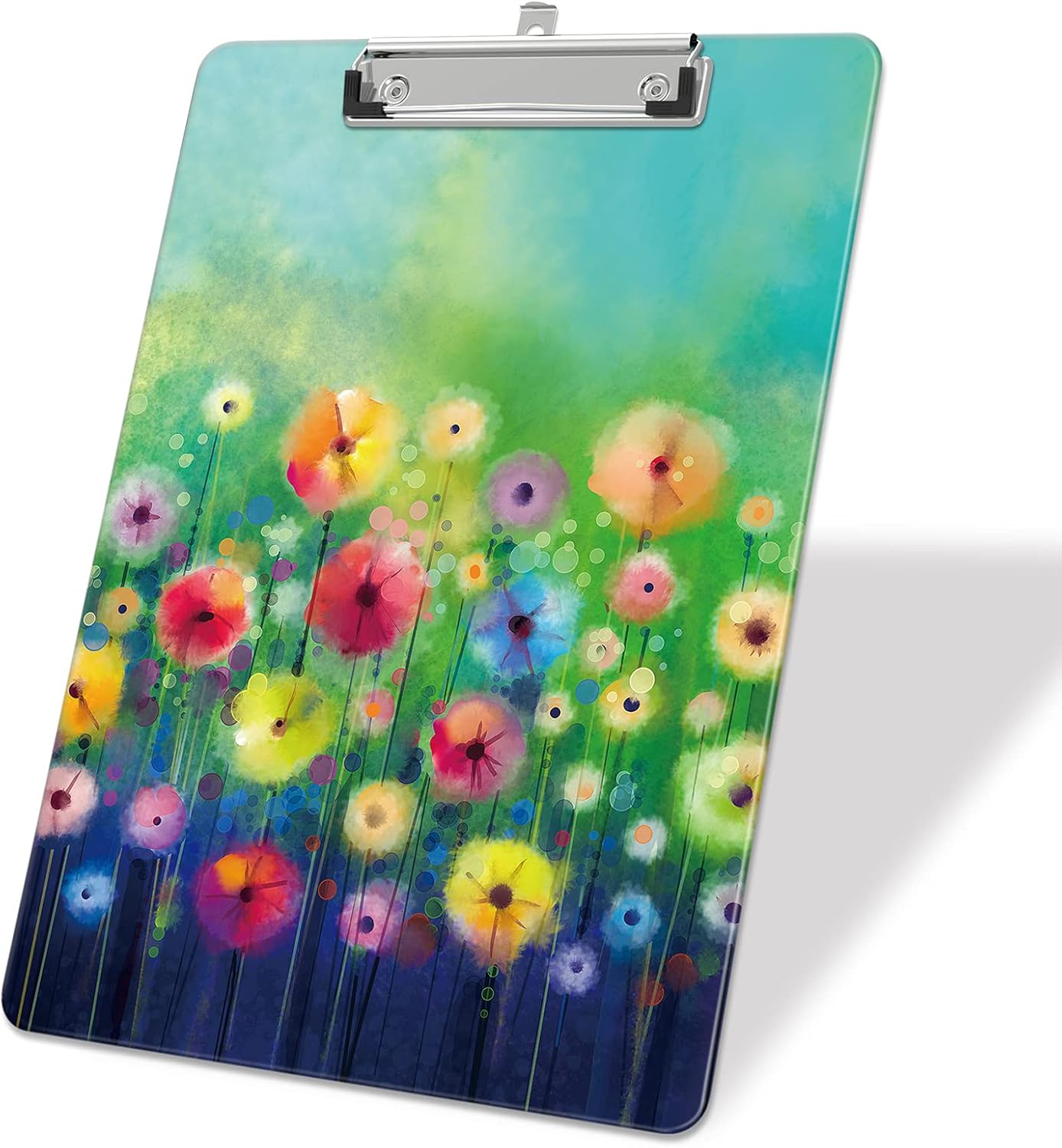 Plastic A4 Clipboards, Cute Clip Board Stardard Letter Size 9 x 12.5 in, Office Decorative for Students Women Men and Kids, Daffodil