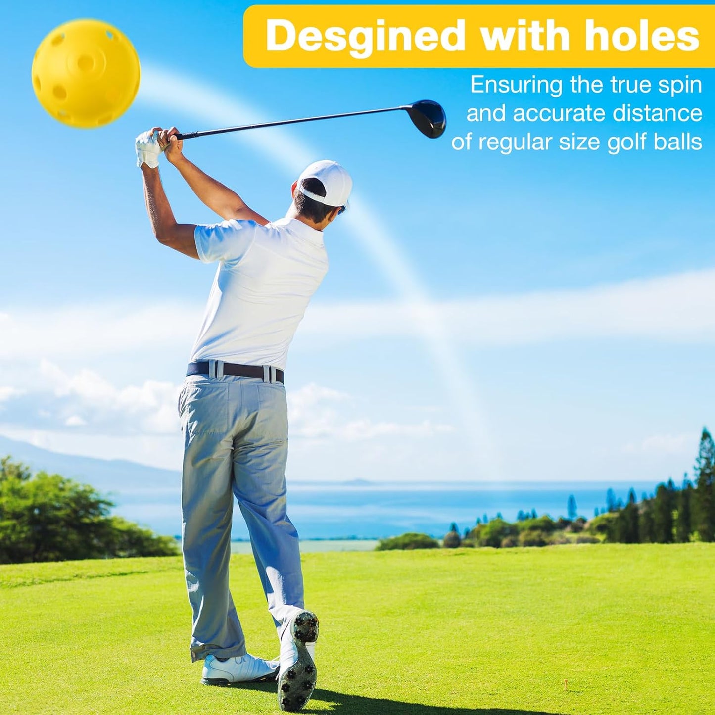 80 Pack Practice Golf Balls Limited Flight 42 mm Golf Training Airflow Hollow Plastic Ball for Women Men Indoor Outdoor Driving Range Swing Practice Home