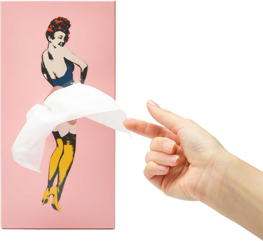 Flying Skirt® Tissue Box - The Original Award-Winning Lady Skirt Design, Resin Pop Art, Weighted Metal Base, Made in Korea, Premium Gifts & Novelty Home Decor by Spextrum (Pink)