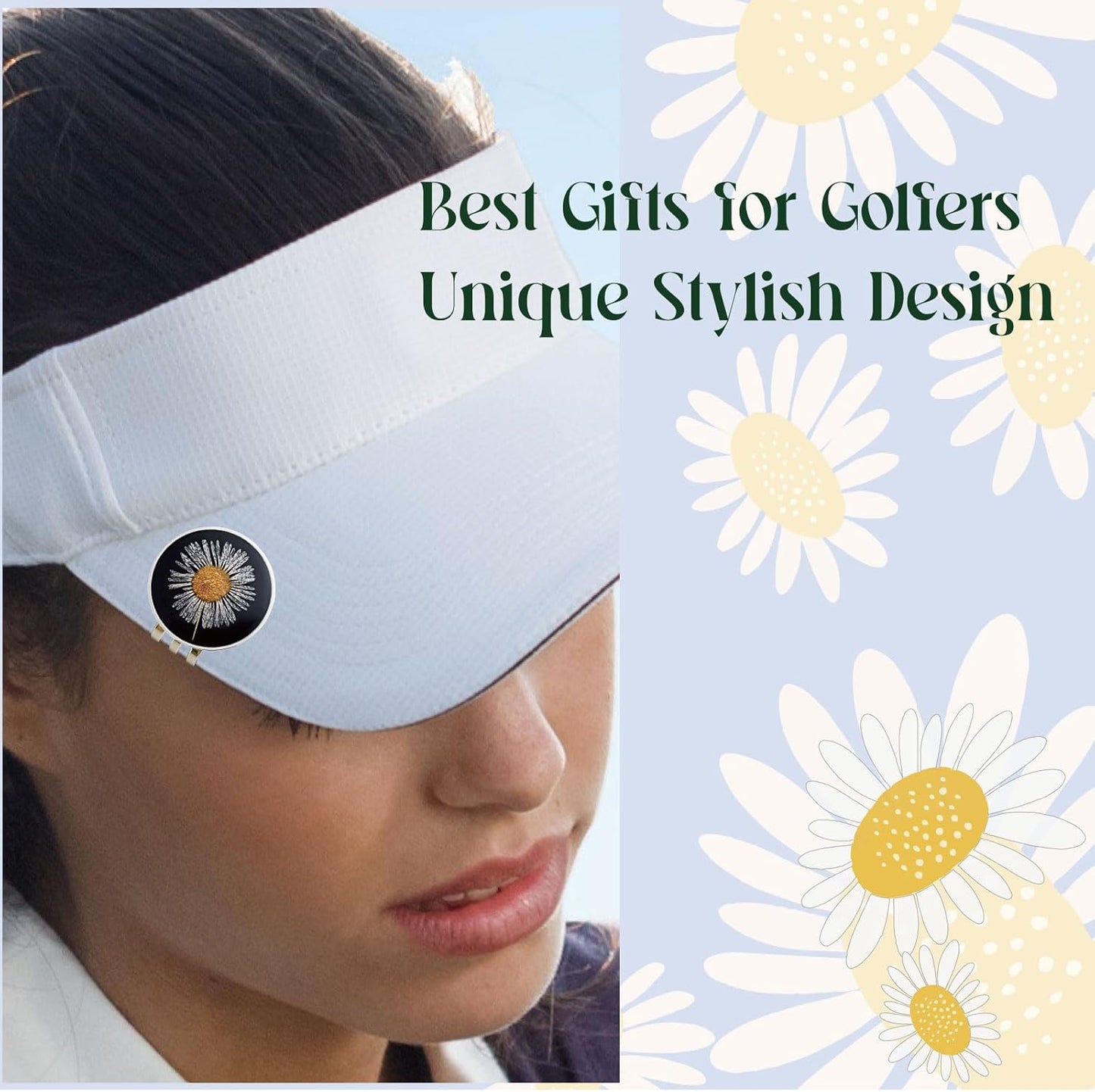 Golf Ball Marker hat Clip with Ball Marker, Handmade Pressed Flower Golf Marker, Golf Gifts, Golf Accessories for Women