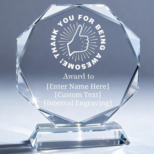 Custom Crystal Awards and Trophies – Personalized Engraved Glass Plaques for Employee Recognition, Appreciation, Farewell, Retirement, Coworker Gifts, Sports Achievements