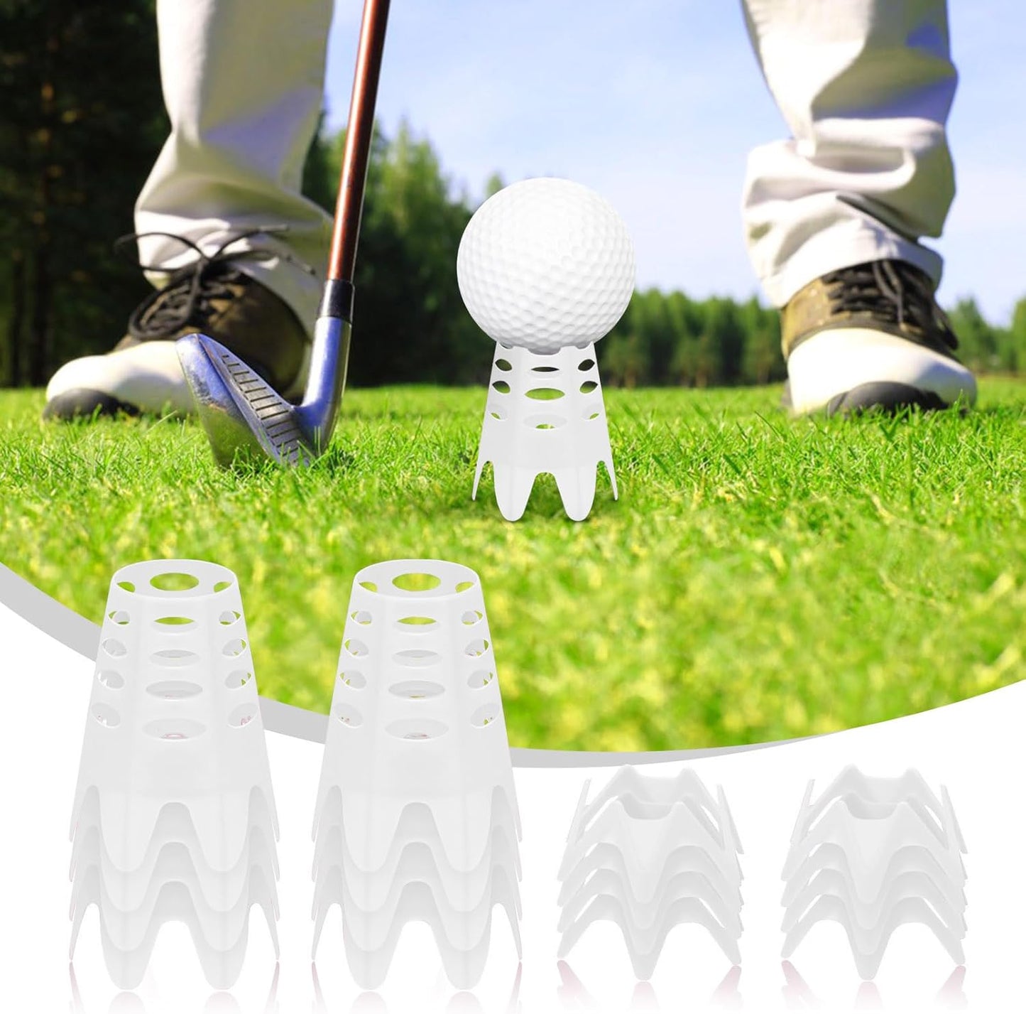 Golf Simulator tees, 24Pcs Plastic Golf Mat Tees for Home, Outdoor or Indoor Golf Tees for Training, Practice Golf tees for Winter Turf and Driving Range, Pack of 12 Tall & 12 Small