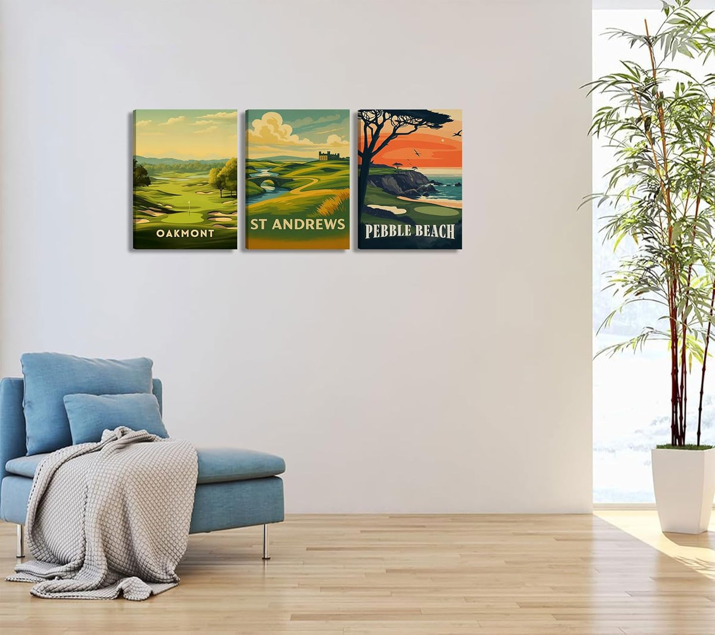 3 Pcs Golf Course Canvas Wall Art Country Club Sports Painting Picture Wall Decor Picturesque Golf Course Poster Print Artwork Of Modern Home Office Bedroom Gallery Living Room Home Home Decoration