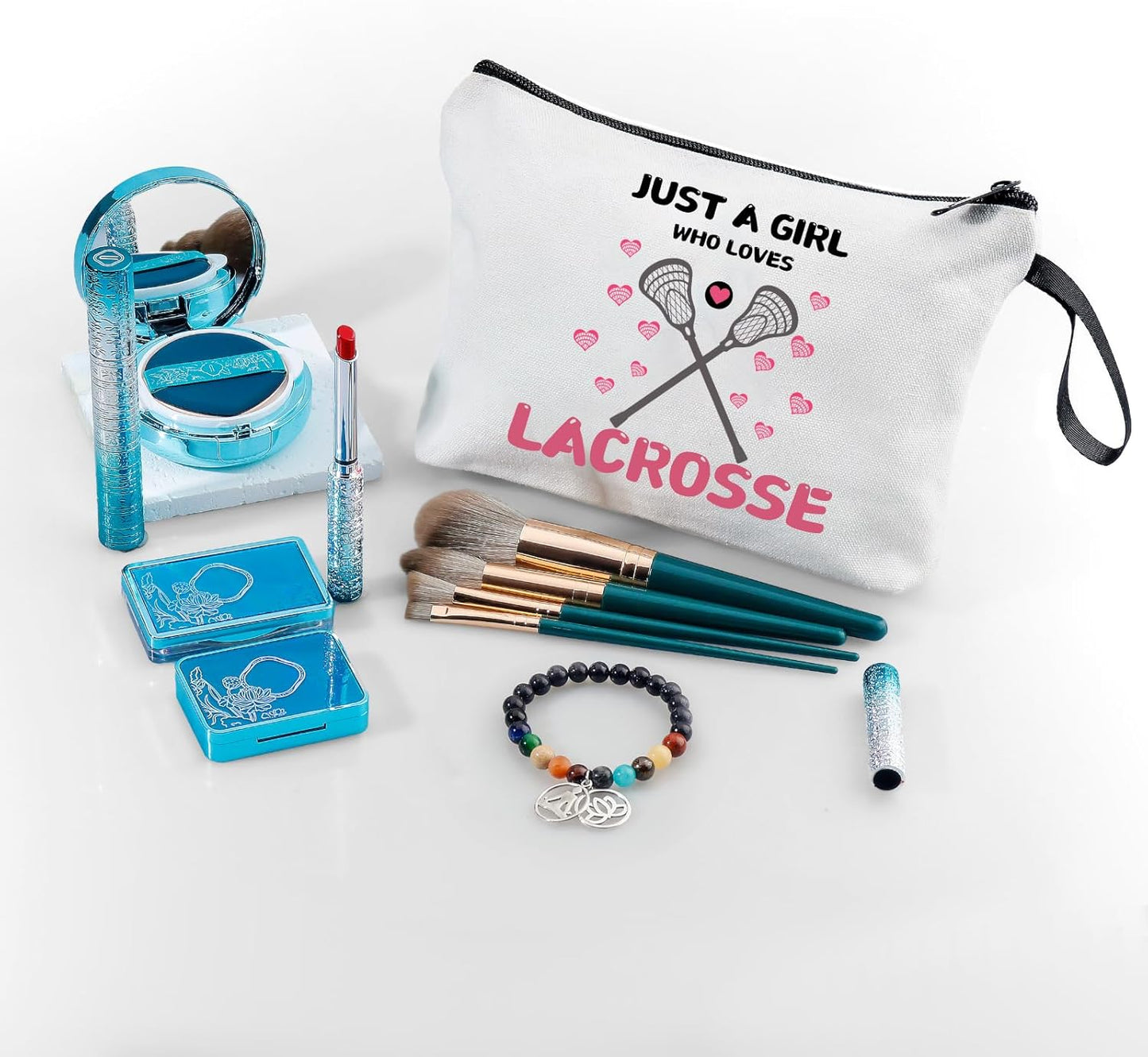 Lacrosse Gifts for Girls - Cosmetic Makeup Bag & Team Gifts for Women