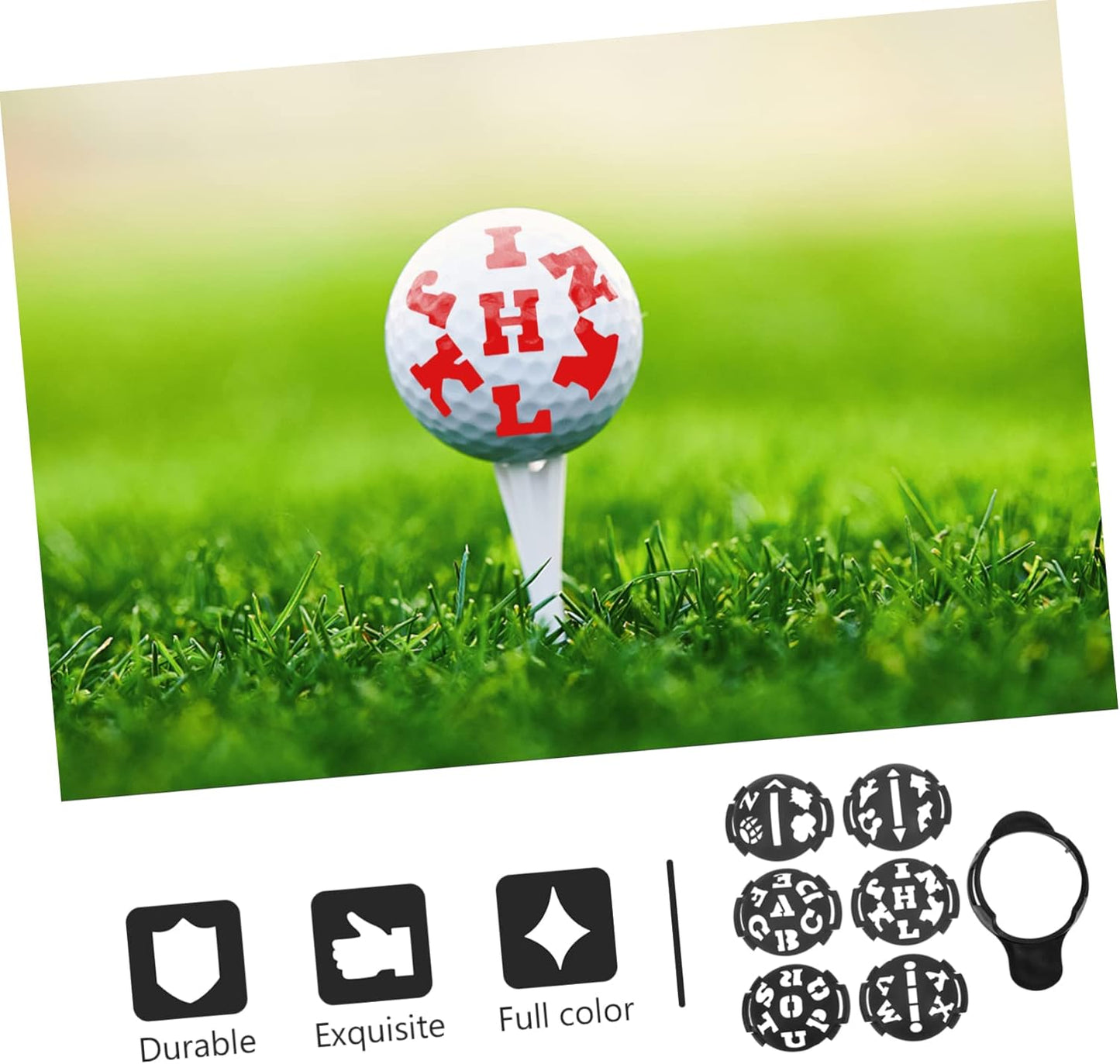 Hemoton Golf Ball Alignment Marker Tool Set Black Pattern Stencils Durable Golfing Accessories for Accurate Swing and Putting Alignment Easy to Carry and Use