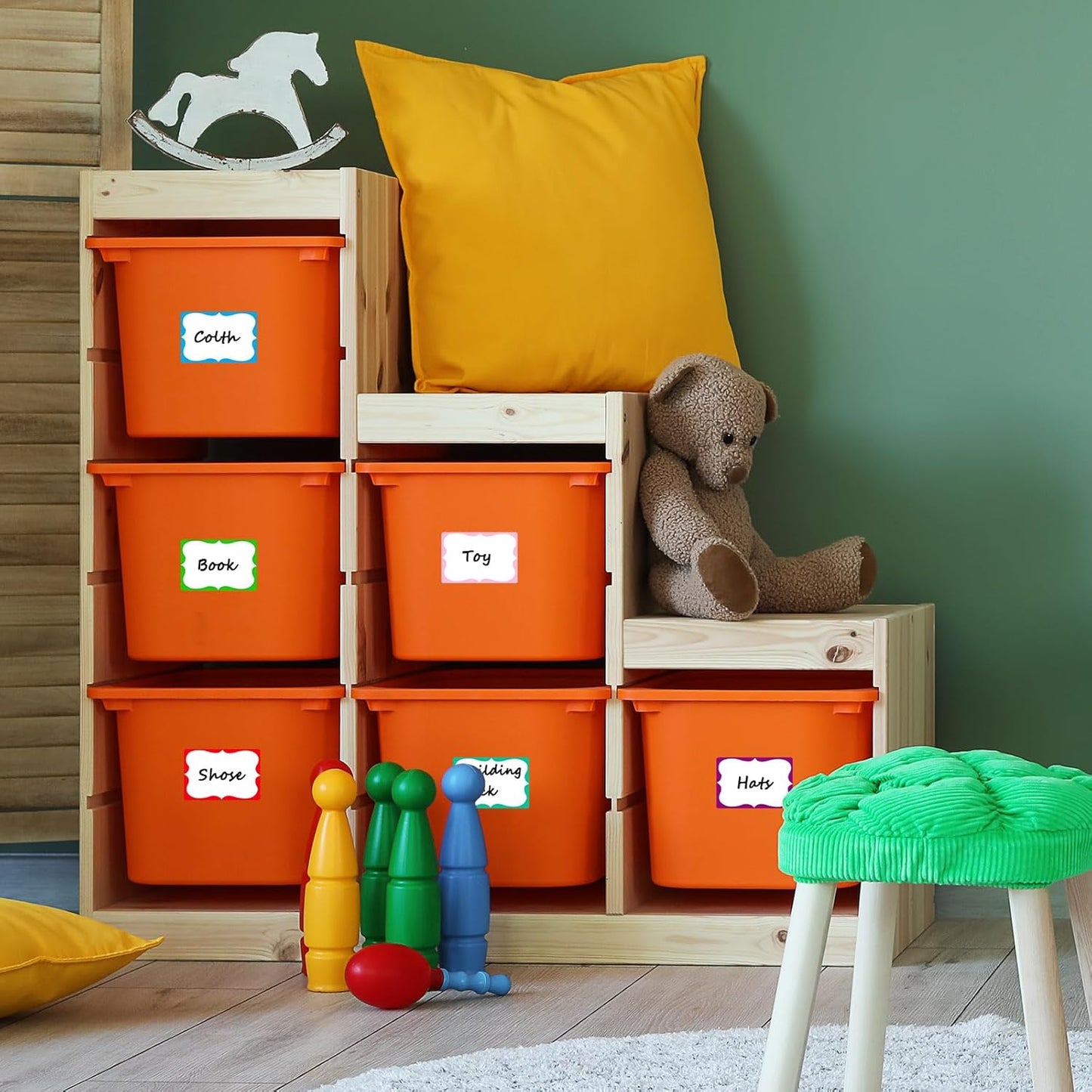 Colored Name Tags,200 Pcs Name Stickers 8 Color Name Tag Sticker for Clothes Gifts, 2'' x 3'' Nametags Stickers for School Office Home LPK-XMT-CAI