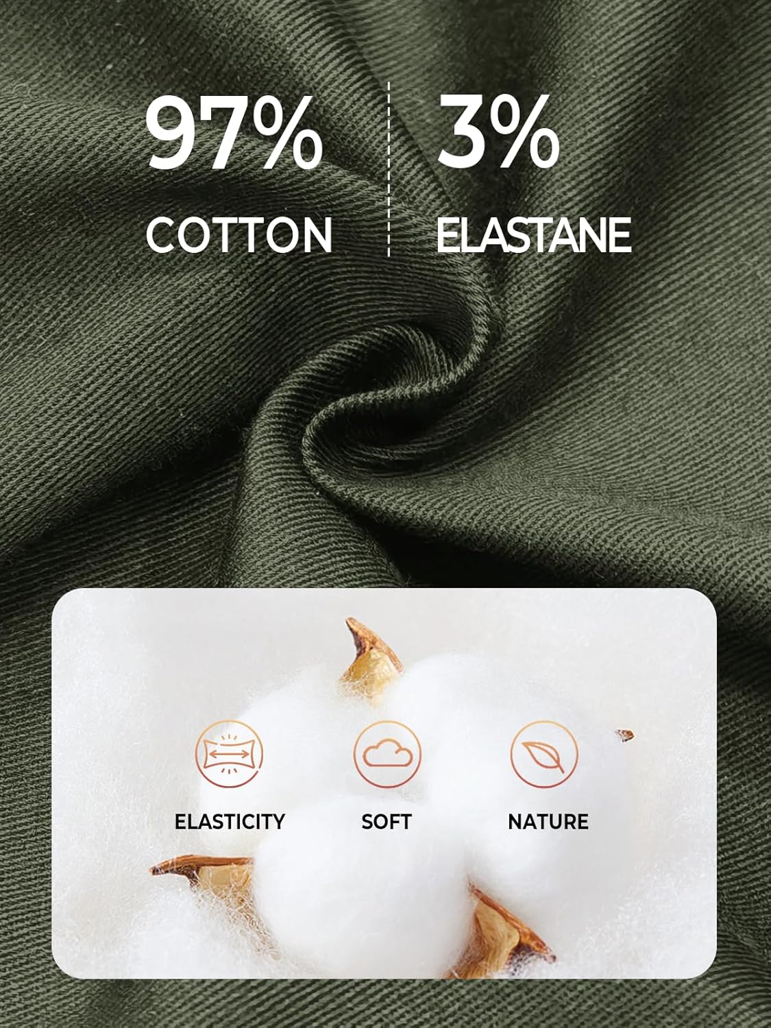 NORTHYARD Mens Casual Shorts-Cotton 9" Golf Hiking Drawstring Elastic Waist Work Shorts with Zipper Pockets