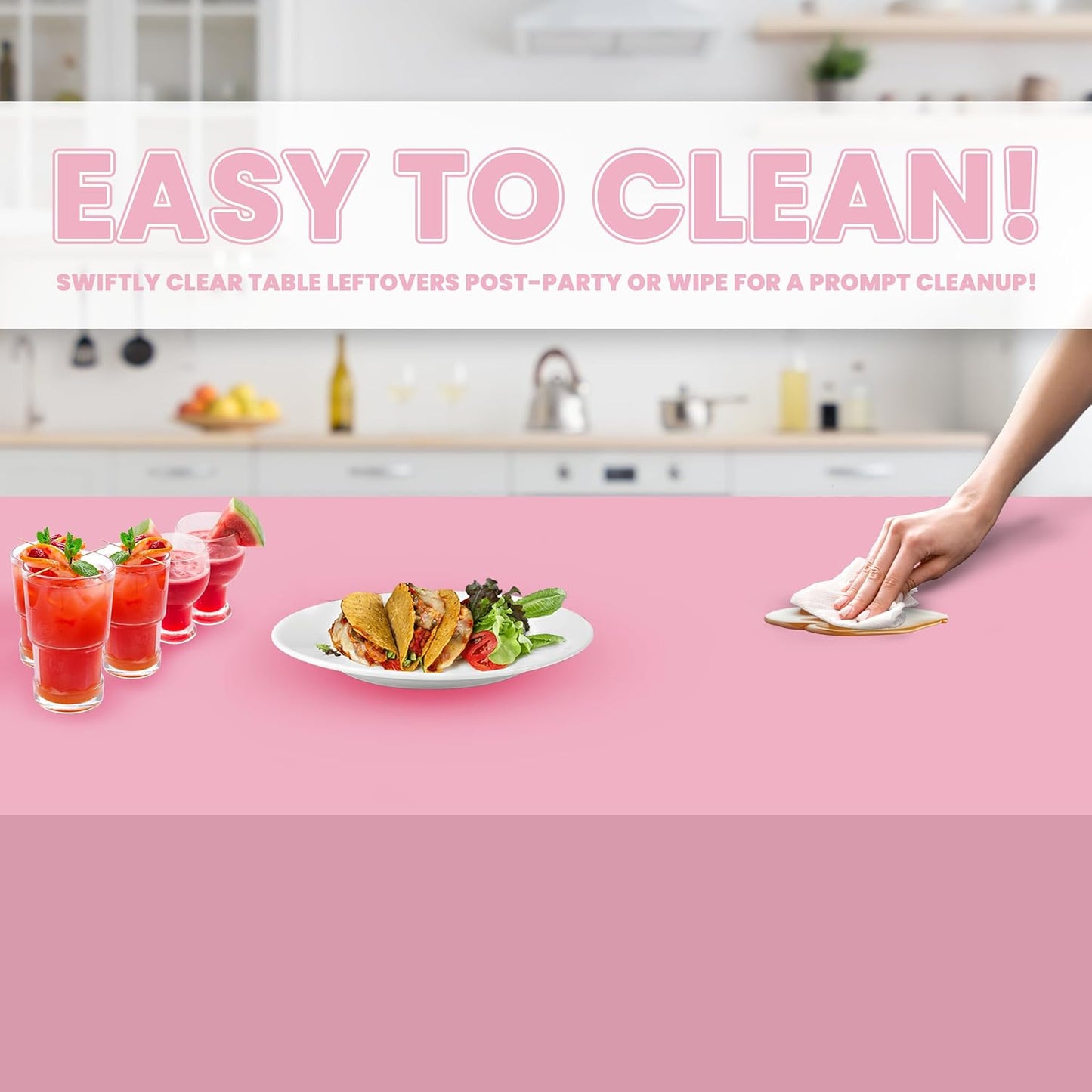 Grandipity 12 Pack Premium Disposable Plastic Tablecloth 54 Inch. x 108 Inch. Decorative Rectangle Table Cover - Pink