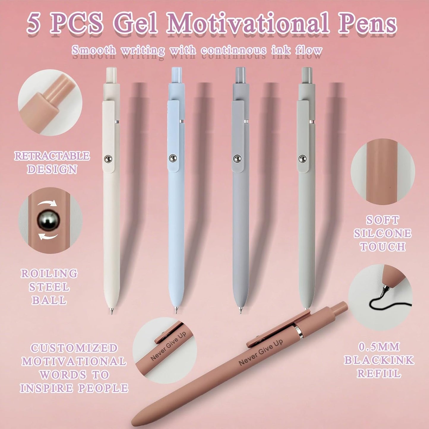 55 PCS Aesthetic School Supplies Set: Large Pencil Case with 5 Inspirational Pens,12 Pastel Highlighters, 6 Morandi Gel Pens, 6 Mechanical Pencils (0.5/0.7mm) for Student Essentials & College Girls