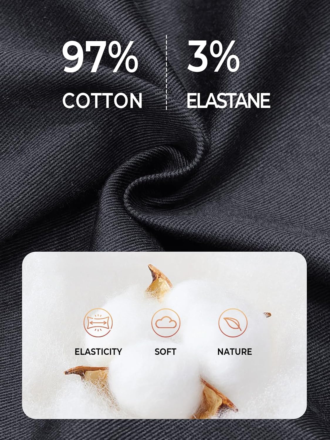 NORTHYARD Mens Casual Shorts-Cotton 9" Golf Hiking Drawstring Elastic Waist Work Shorts with Zipper Pockets