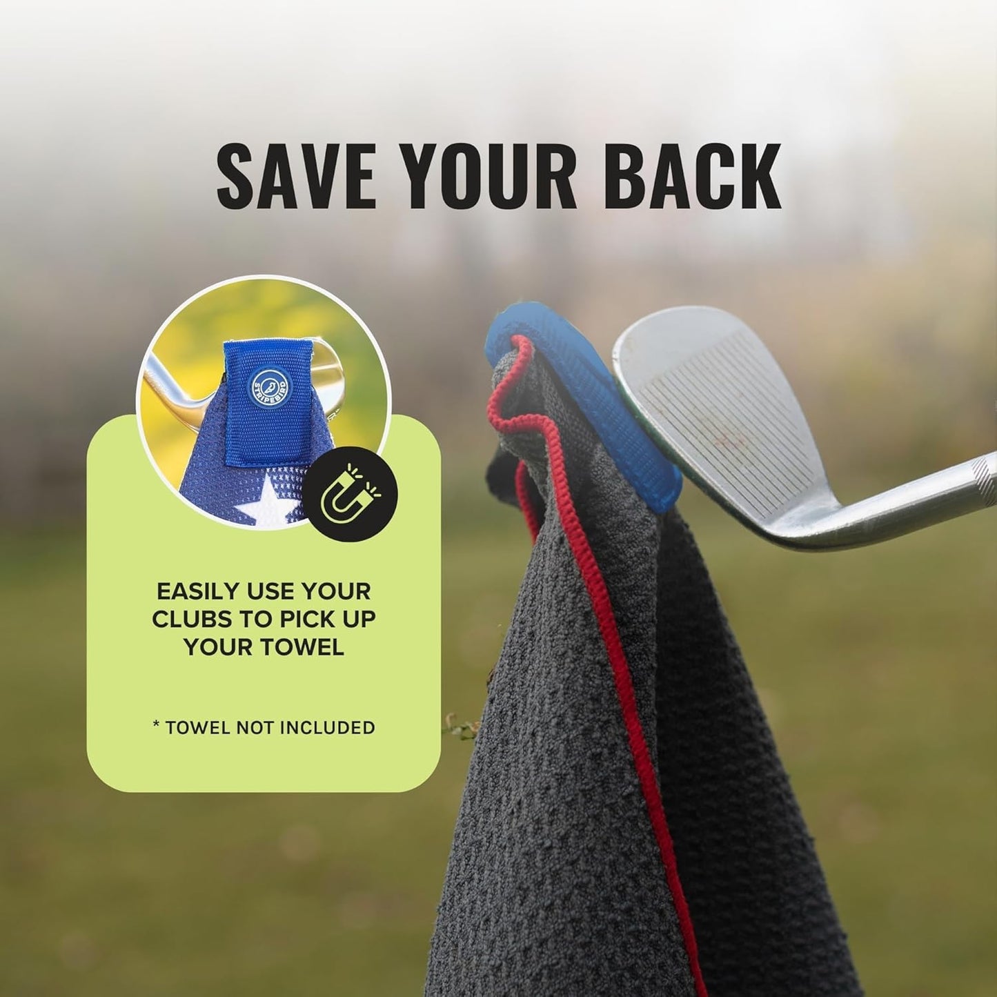 Stripebird - Magnetic Clip for Any Towel (Blue) - Highest Strength Magnet for Magnetic Golf Towel - Removable from Towels - Magnetic Golf Towel Clip - Magnetic Golf Towels for Men