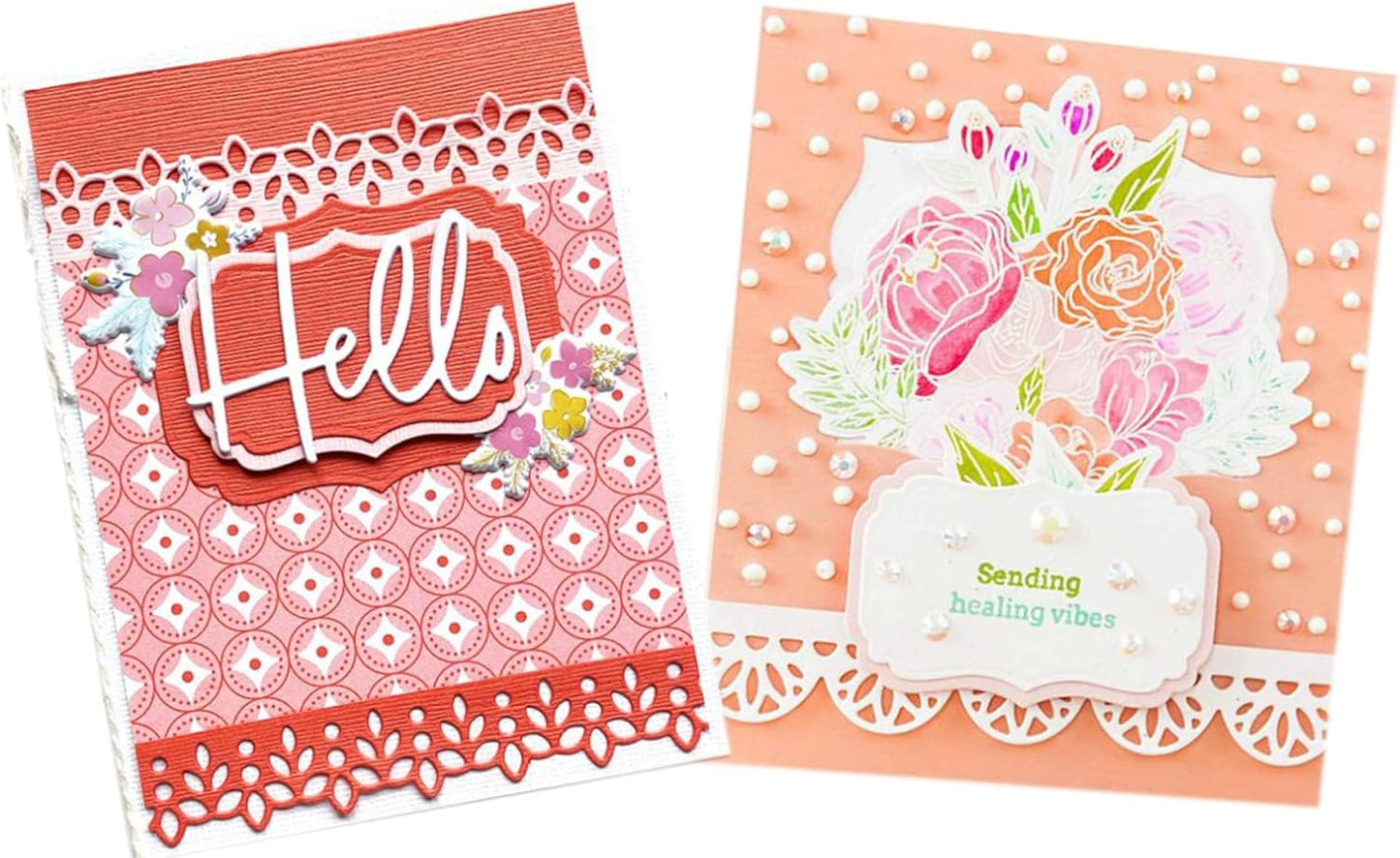 Lapoo Cutting Die for Scrapbooking, 3D Backgrounds Frame New Cutting Dies DIY Album Card Making Decor Paper Craft Metal Die Cuts Party Decorations (9 Flower Borders 7.3 x 3.1 in)