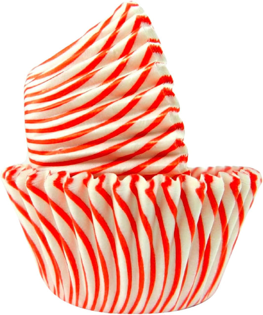 Regency Wraps Greaseproof Professional Grade Baking Cups, Pack of 40, Standard Liners, Red Pisa Stripe, for Cupcakes, Muffins, Candy, Non Stick
