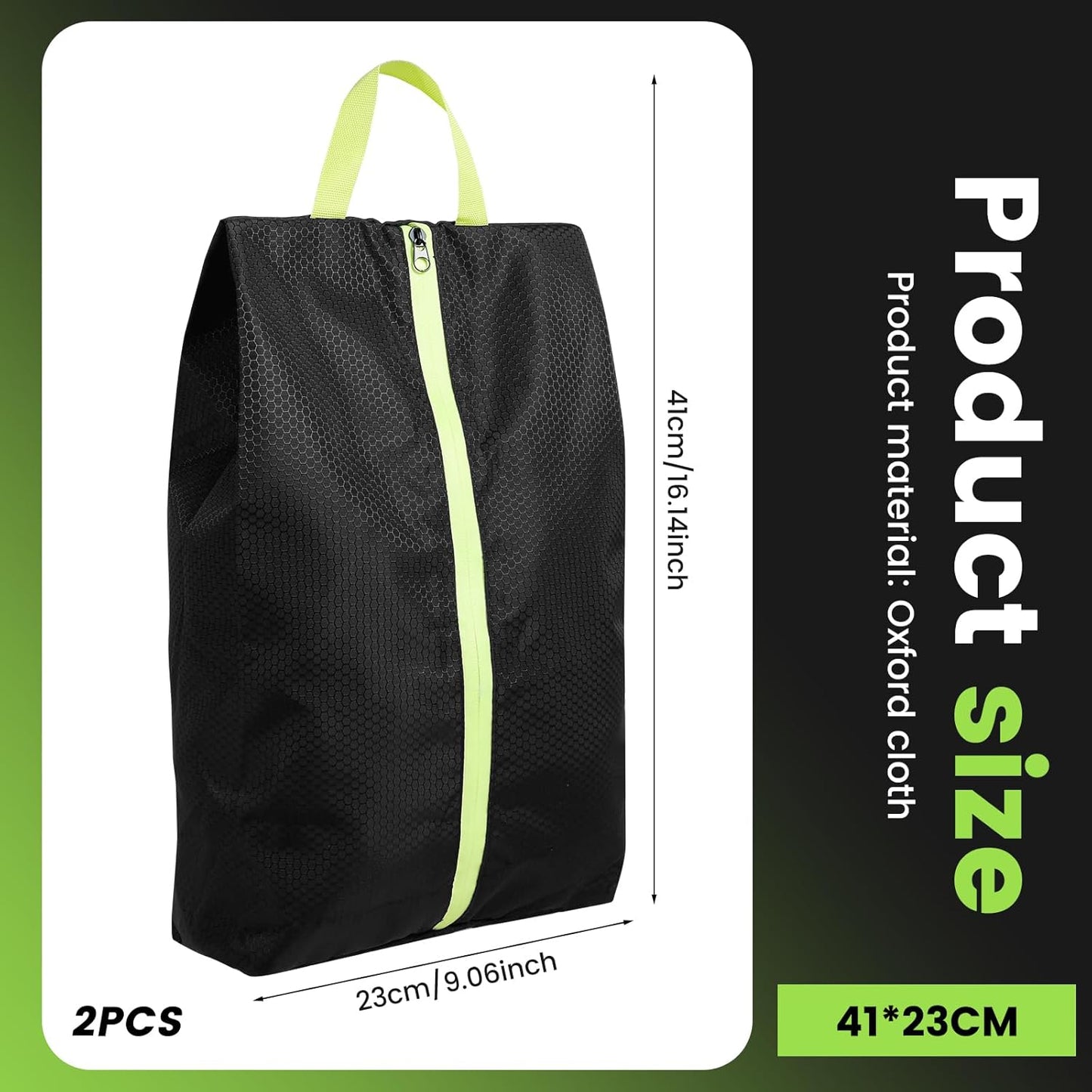 2 Pack Travel Shoe Bags, Soccer Cleat Bag Smell Proof for Sports, Water Resistant Odor Absorbing Golf Shoe Organizer for Sports Travel Work, Black