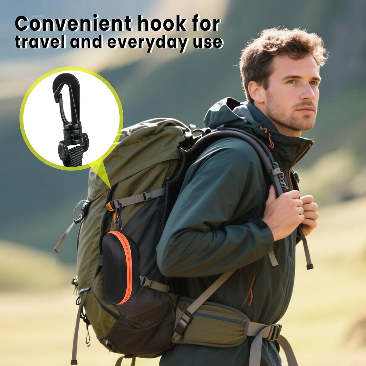 INNOLIFE Zipper Hard Shell Sunglasses Cases, Portable Travel Eyeglasses Cases with Plastic Hook for Men Women