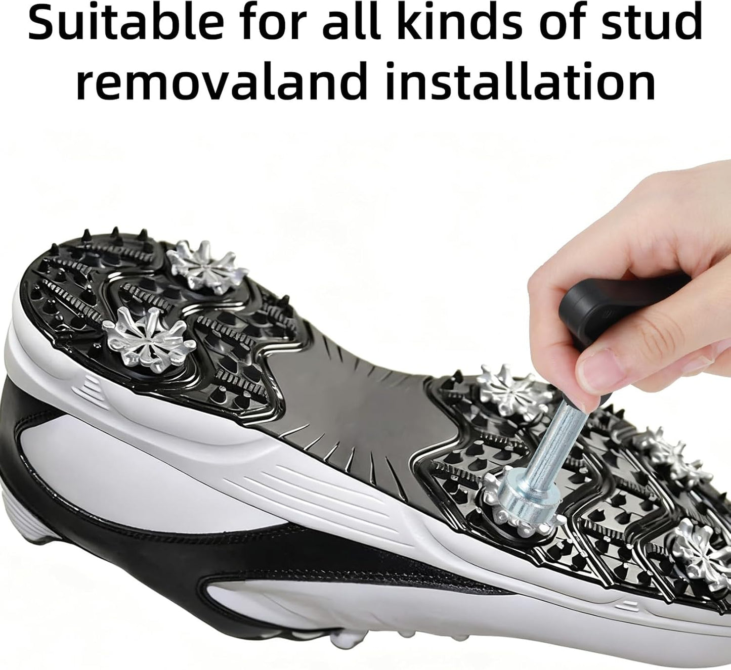 2pcs Golf Cleat Tool, Golf Shoe Spike Removal Tool, Stainless Steel Golf Spike Wrench, Universal Spiked Shoe Replacement Tools, Black