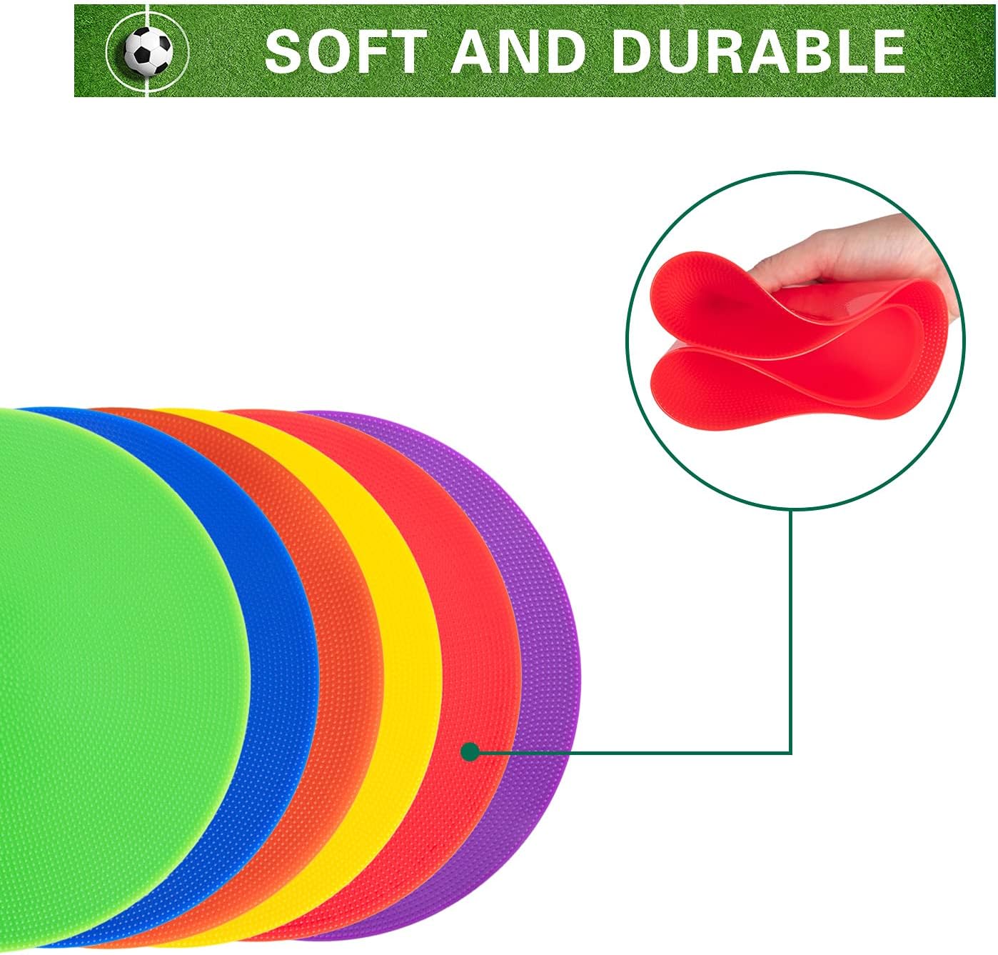 Spot Markers 4.72 Inch 9 Inch Non Slip Rubber Floor Markers Flat Field Cones Poly Dots for Soccer Basketball Sports Speed Agility Training and Drills