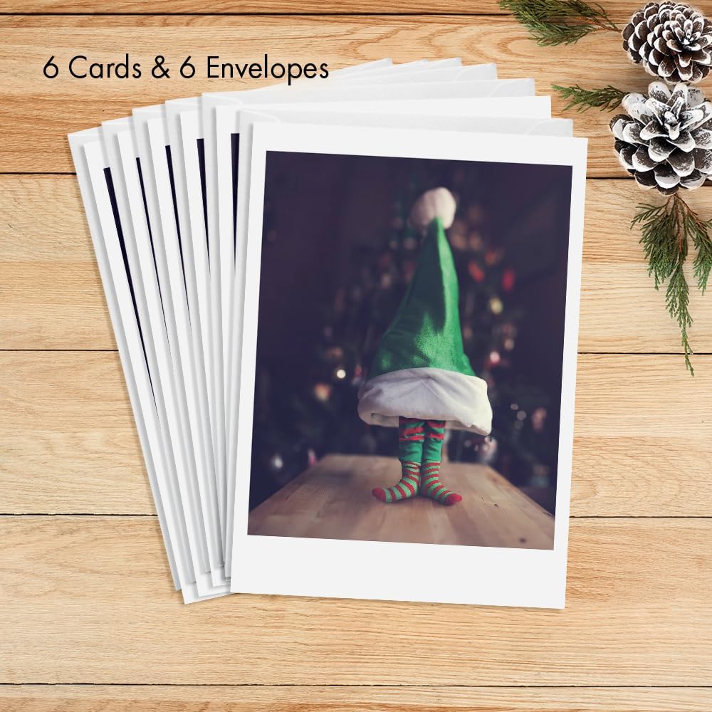 Photographic Christmas Cards, Elf and Seek (6 Cards with White Envelopes)