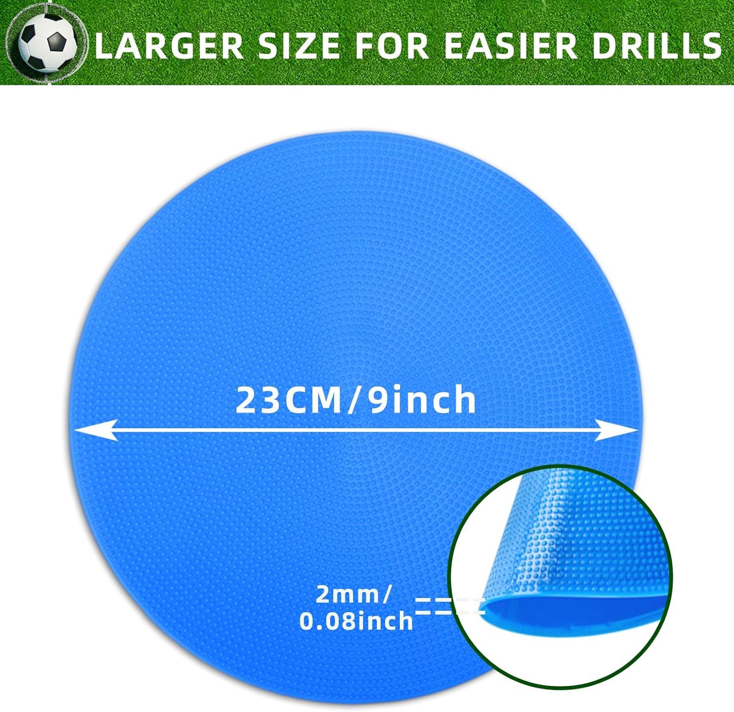 9 Inch Colored Poly Spot Marker 12 Pcs, Non-Slip Rubber Agility Markers Flat Field Cones Floor Dots for Football, Basketball Training Markers, Dance Practice and Drills with Flat Cones Points