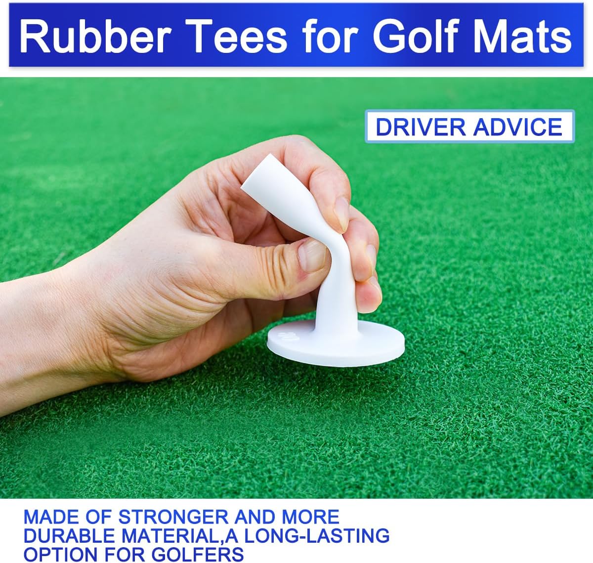 32 Pack - Premium Rubber Golf Tees for Golf Mats | Tees for Driving Range &Indoor Simulators | Golf Accessories for Indoor &Outdoor Practice, 5 Sizes Rubber Tees & Tall Plastic Golf Tees.
