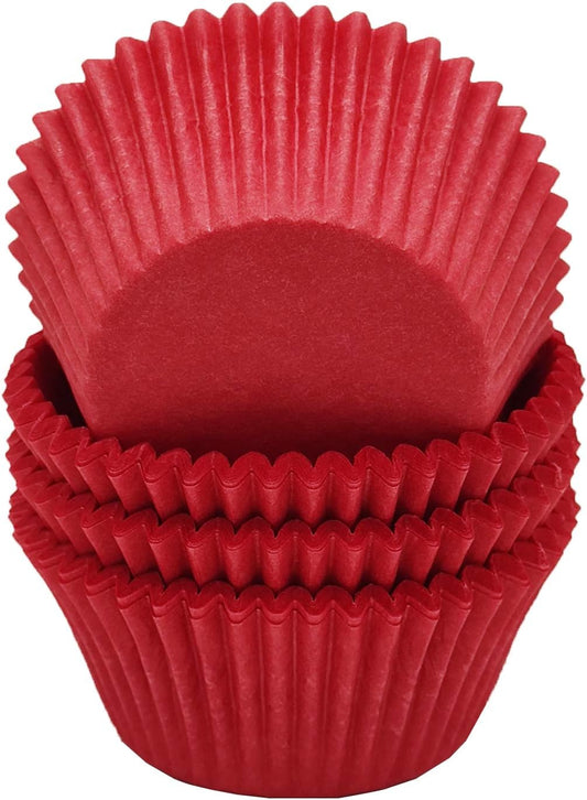 Premium Red Greaseproof Cupcake Liners Muffin Paper Baking Cups Standard Size, 100-Count