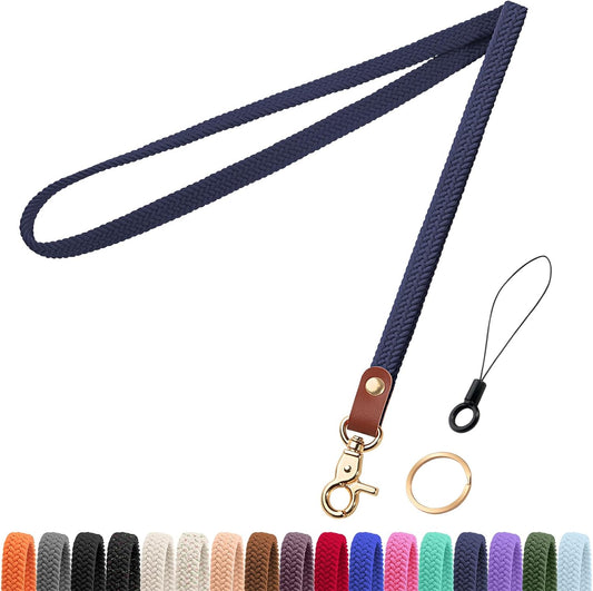 Fishent Stretchy Thin Lanyards for Keys ID Badges, Cute Long Teacher Neck Key Lanyard Keychains for Women Men Wallet Phone(Atlantic Blue)
