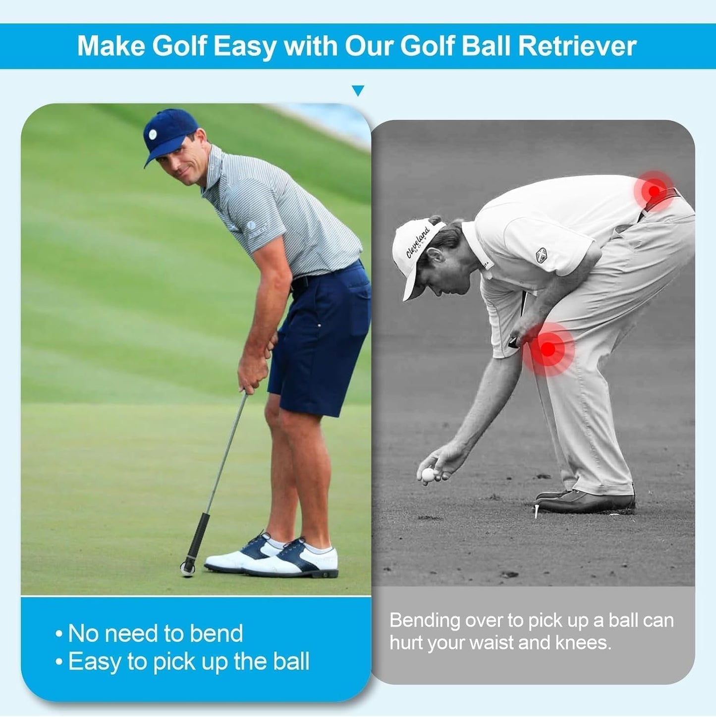 Golf Ball Picker Upper for Putter Golf Manual Ball Retriever Grabber, Driving Range Use 3-Prong Ball Picker, No Bending to Pick Up The Ball, Golf Accessories, Golf Screws Tool