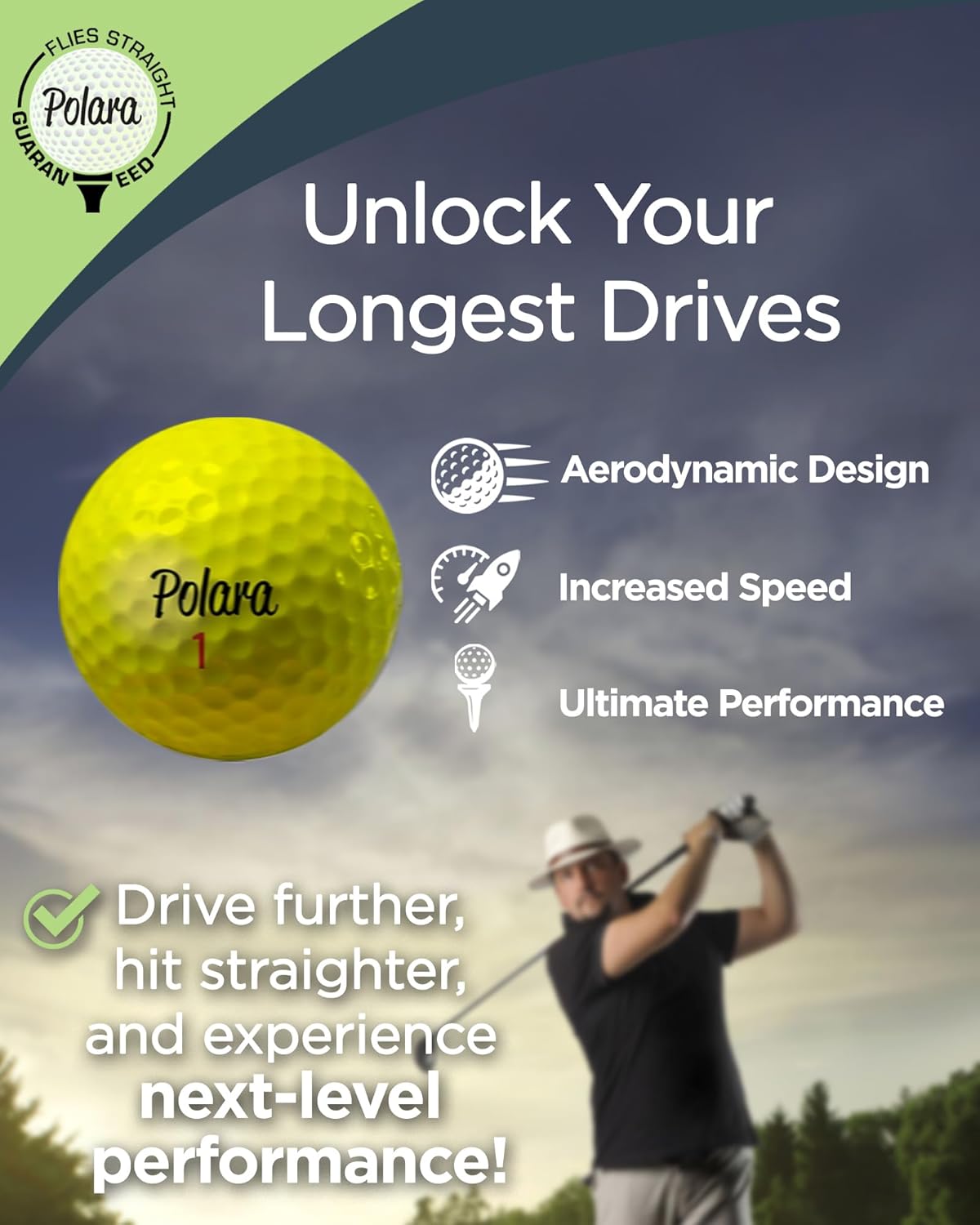 Polara Golf Self-Correcting Golf Balls – Soft Feel, Anti-Slice & Hook Correction, Exceeds USGA Limits, Dimple Pattern, High-Performance Balls for Men & Women