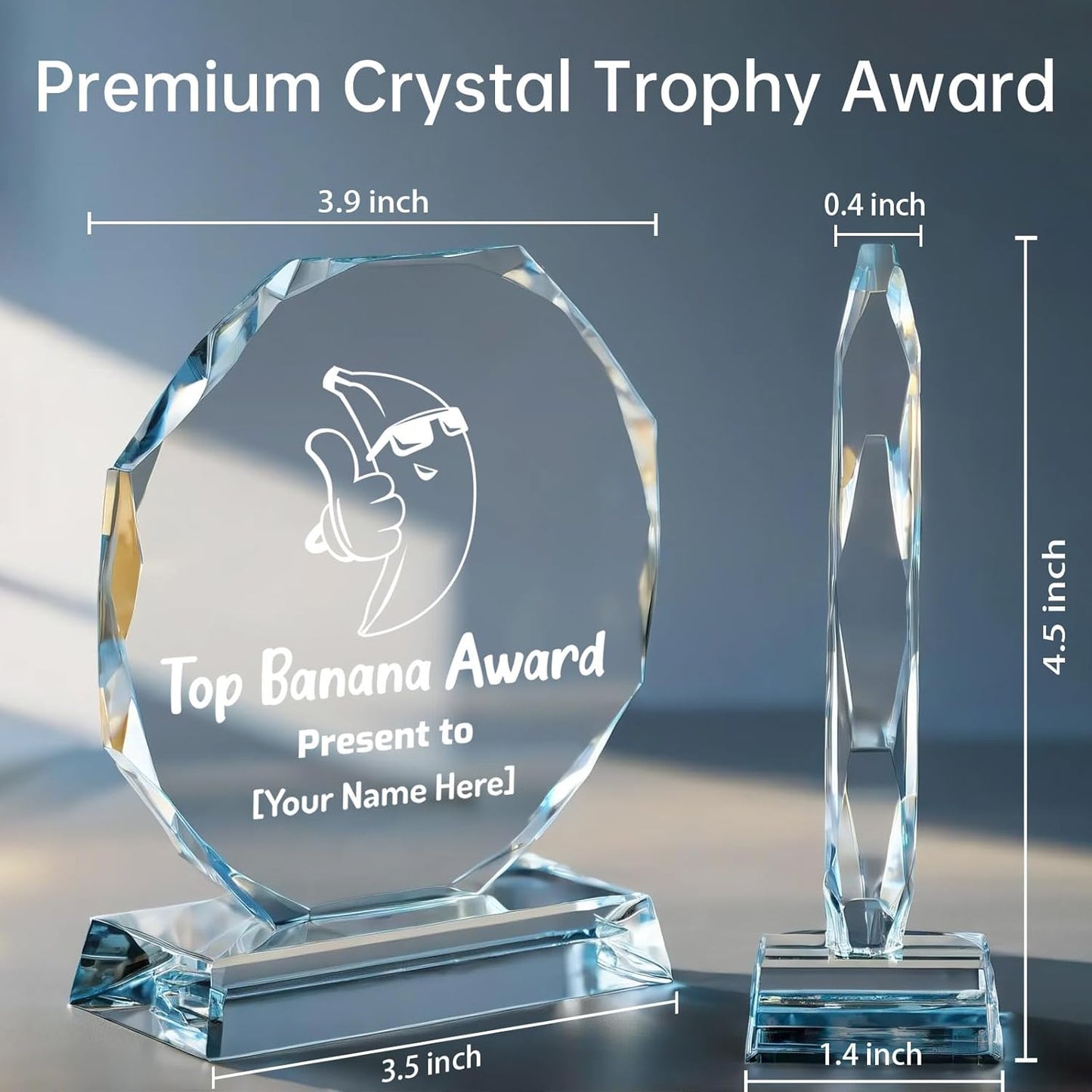 Custom Crystal Awards and Trophies – Personalized Engraved Glass Plaques for Employee Recognition, Appreciation, Farewell, Retirement, Coworker Gifts, Sports Achievements