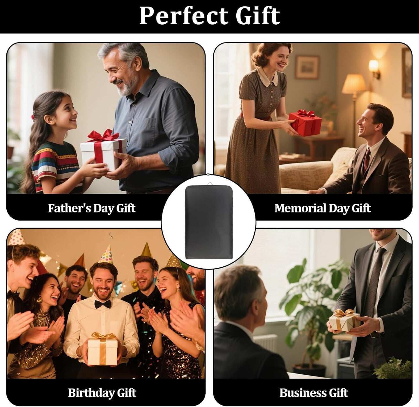 Leather Golf Scorecard Holder,Score Card Holder Golf,Yardage Book Cover,Golf Scorecard Book (Black)