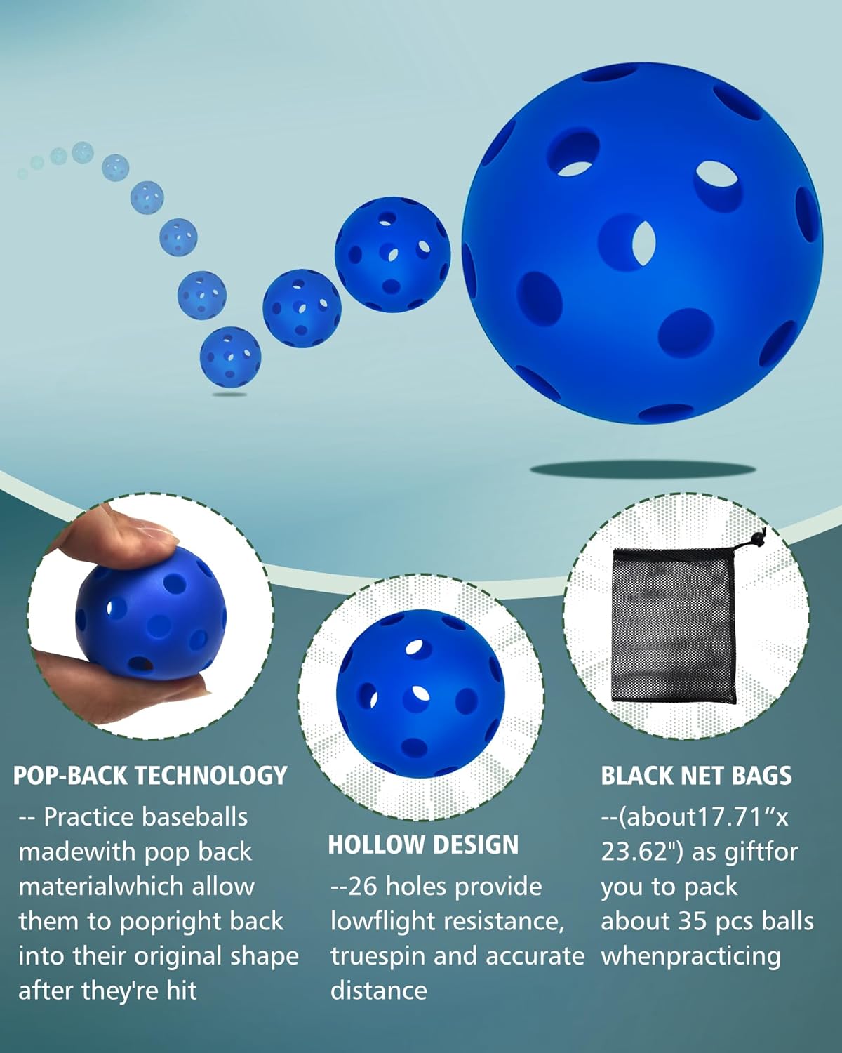 35 Pack Practice Golf Balls Limited Flight Plastic Golf Balls 42mm Practice Golf Balls for Backyard Golf Training Balls for Swing Practice, Airflow Hollow (Multiple Colors)