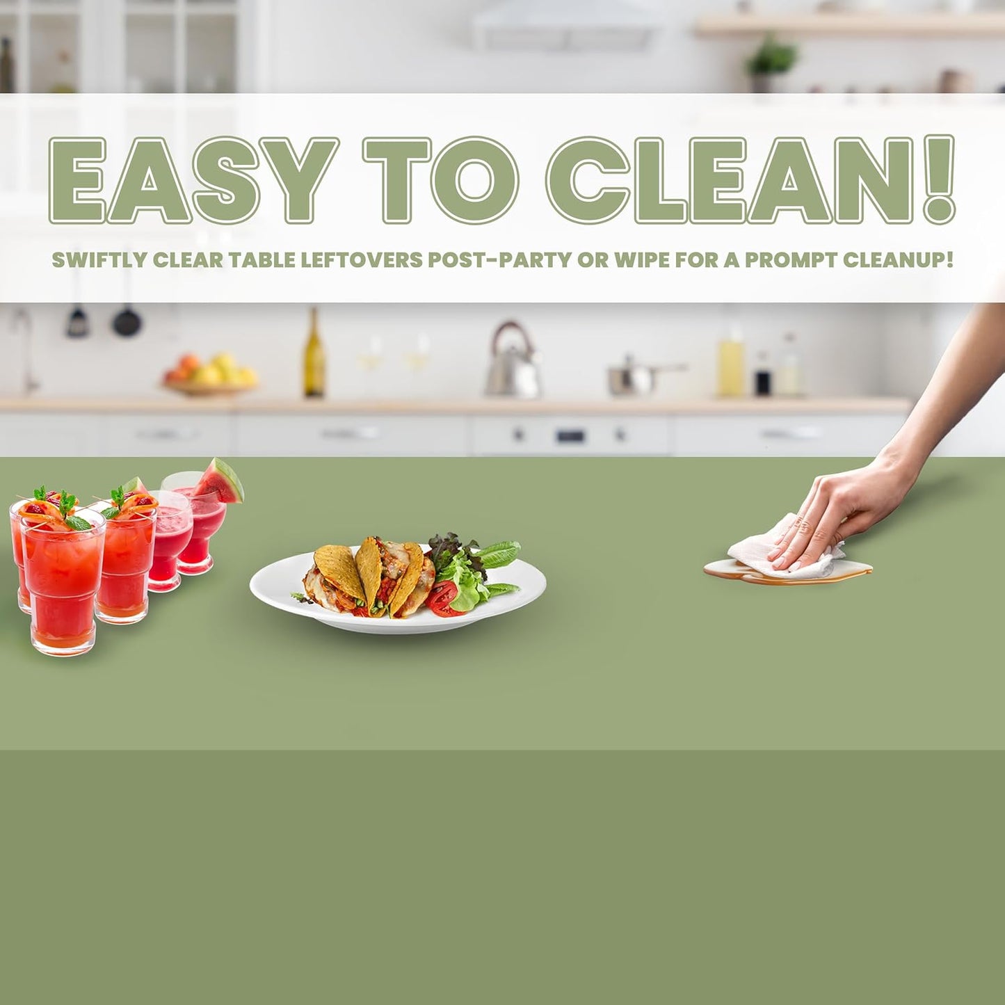 Grandipity 12 Pack Premium Disposable Plastic Tablecloth 54 Inch. x 108 Inch. Rectangle Table Cover - Sage Green