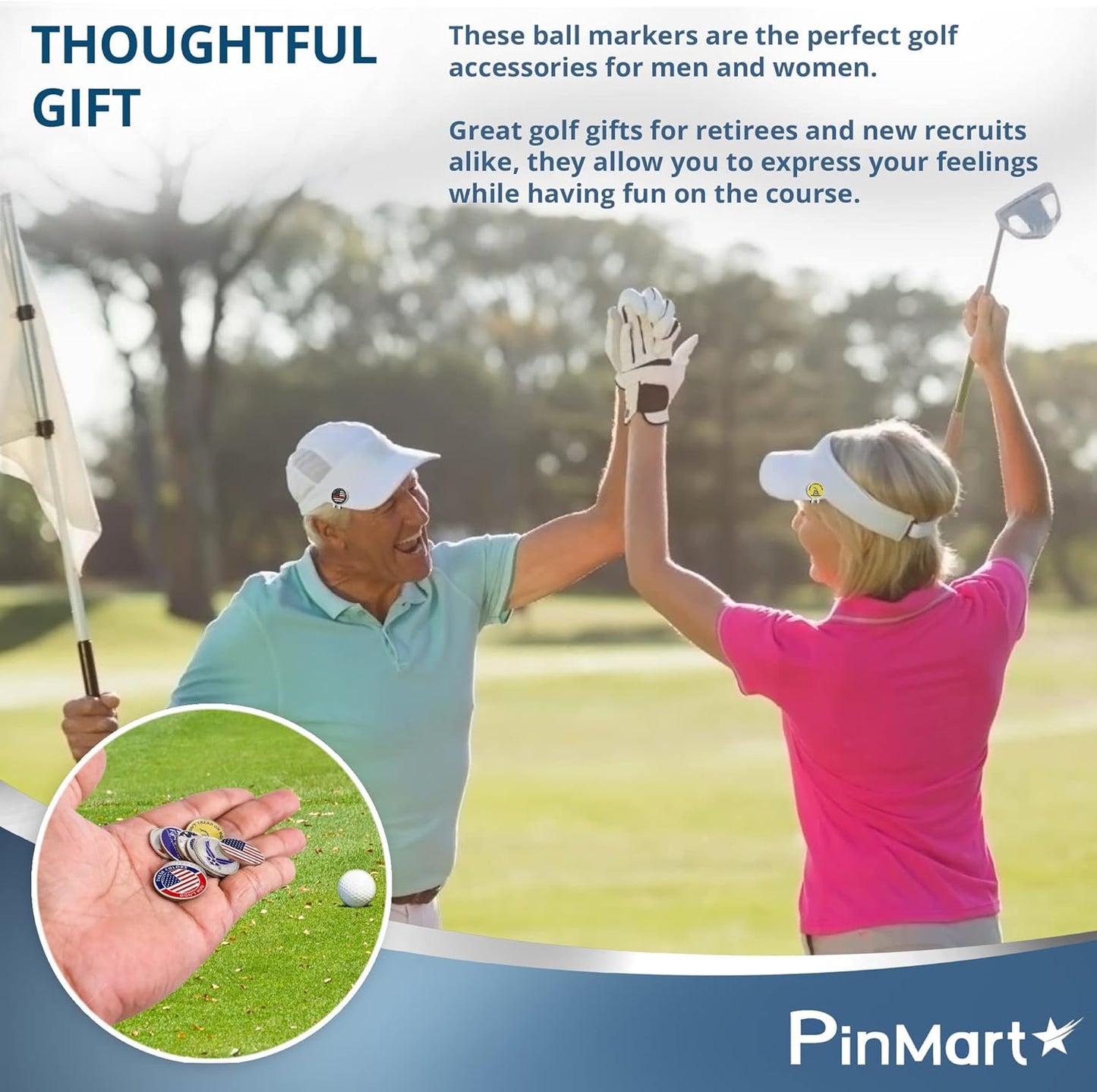 PinMart’s Mix Bundle Pack of 9 Golf Ball Markers - Golf Accessories for Men and Women – United States Eagle and American Flag Magnetic Ball Markers Set of 9