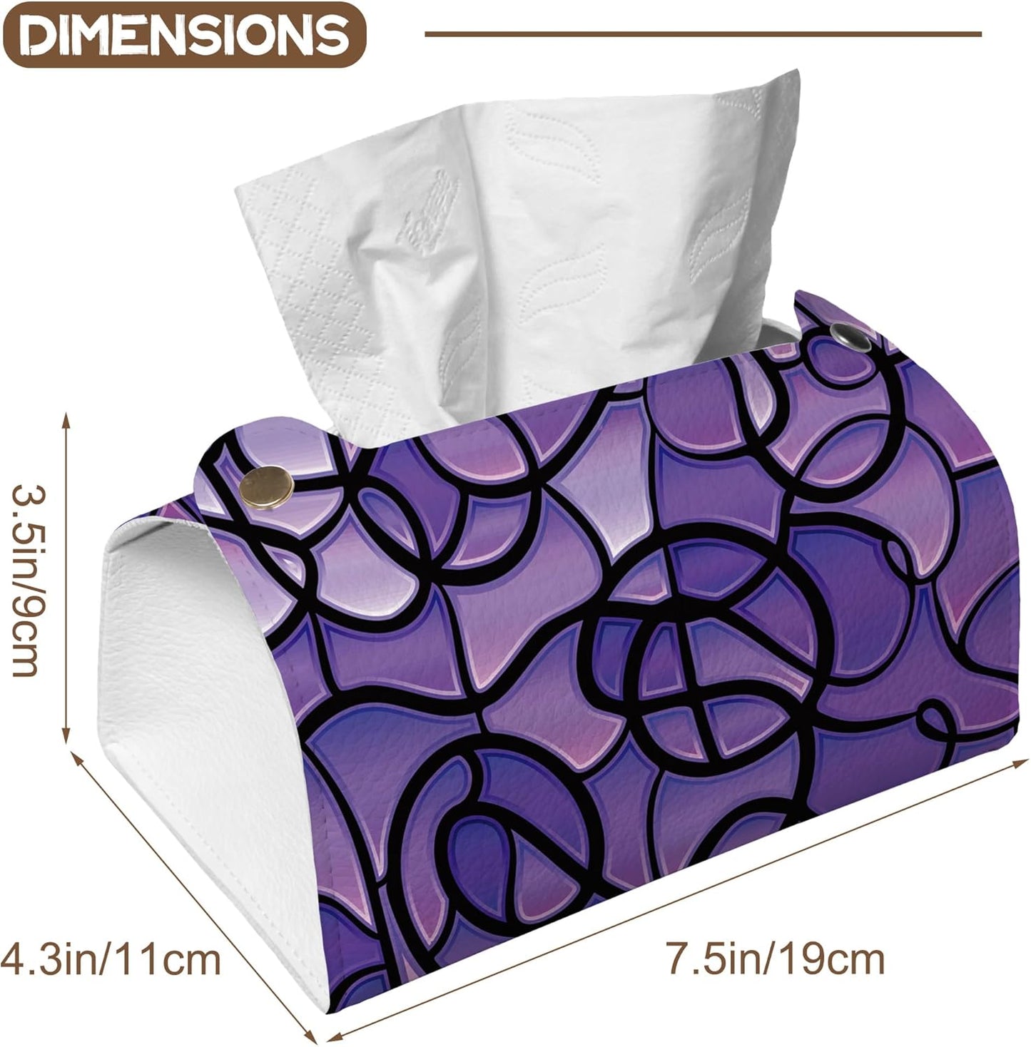 Abstract Purple Stained Glass Tissue Box Cover Holder – Rectangular Tissue Organizer, Decorative Napkin Box Case for Home, Office & Car