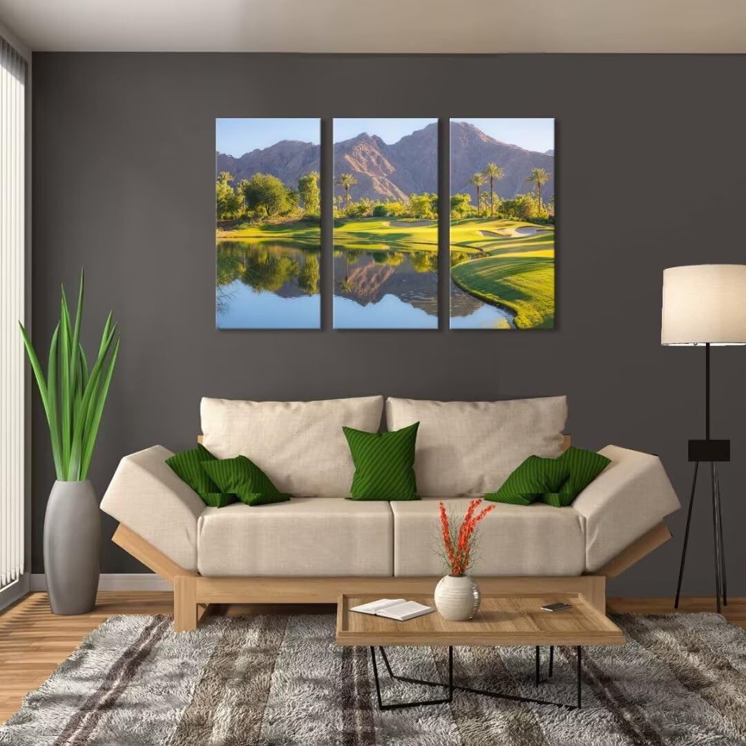 California Golf Course Wall Art Pictures USA Golf Course Wall Decor for Office Living Room Bedroom Home Decoraitons Framed Artwork Canvas Prints Ready to Hang(14''W x 28''H x3)