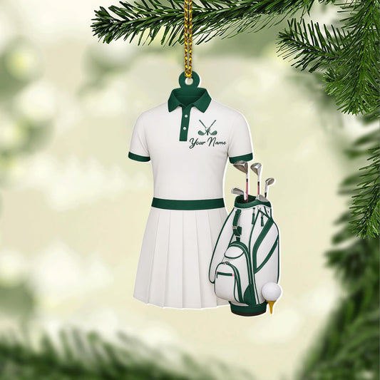 Personalized Golf Christmas Ornament 2025, Custom Name Bag, and Golfer Outfit Gilf, Ball Head Ornament with Santa Hat, Gifts for Golf Lovers 4