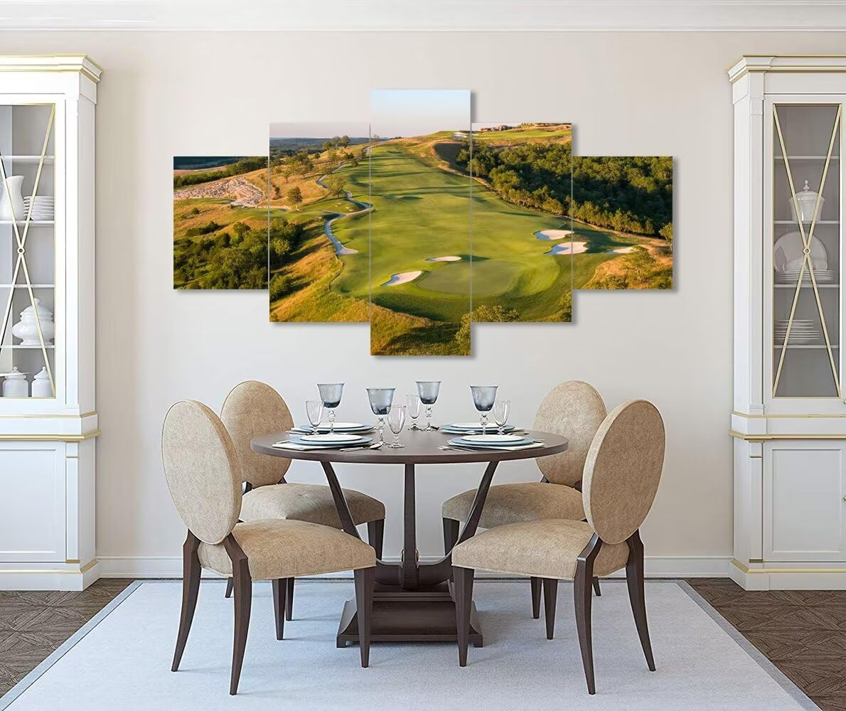 chenchenArt Paynes Valley Golf Course Wall Art for Office Living Room Bedroom Wall Decorations Paynes Valley Golf Course Picture Poster Canvas Prints Framed Ready to Hang(60''W x 40''H)