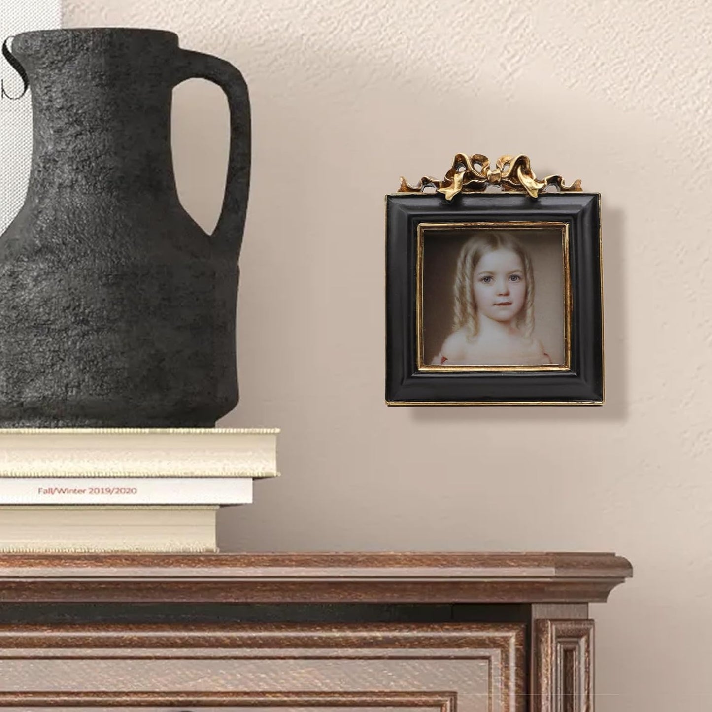 SYLVIA'S SHOP 3x3 Small Vintage Picture Frame, Mini Antique Ornate Square Photo Frame, for Tabletop and Wall Display, Retro Home Decor, Photo Gallery Art, Black and Gold