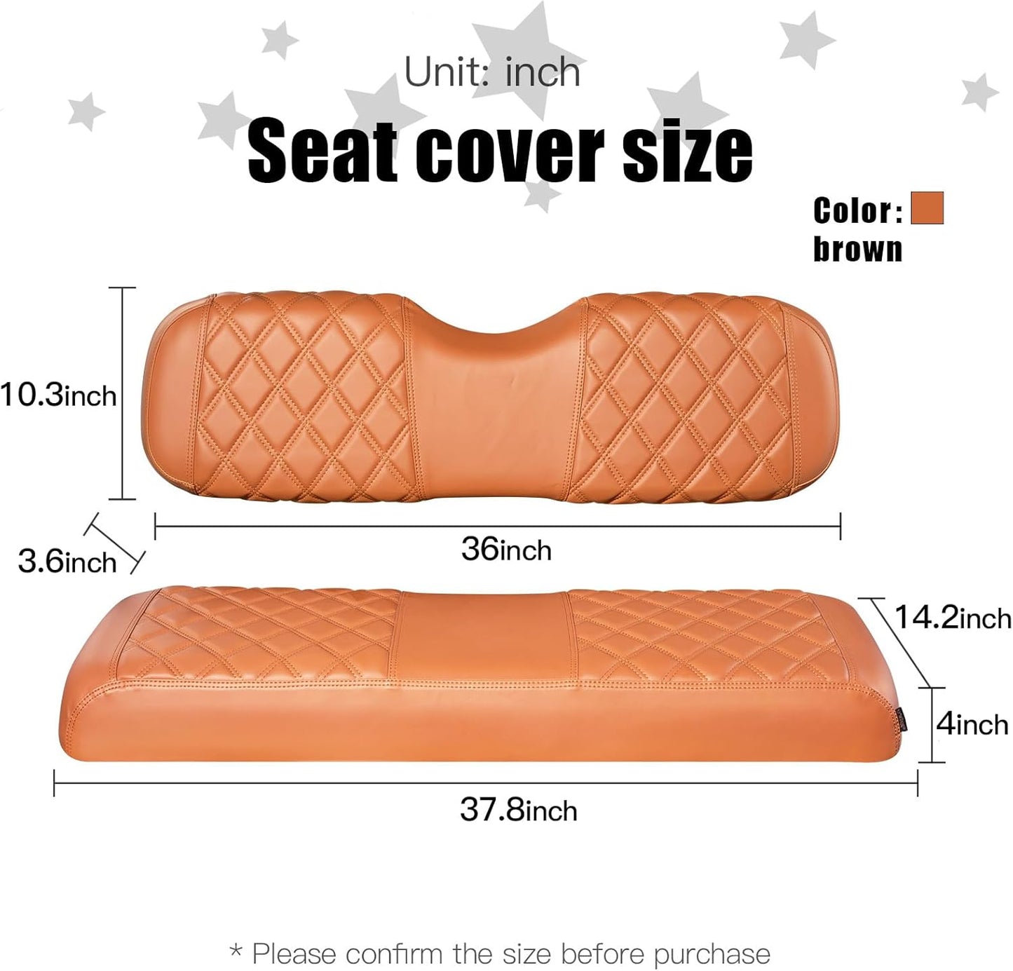 NOKINS Golf Cart Seat Covers Fit Club Car Precedent/DS/EZGO RXV/TXT/Yamaha Drive Aftermarket Standard Rear Seat Cushion, No Stapler, Multiple Colors&Breathable (All Brown)