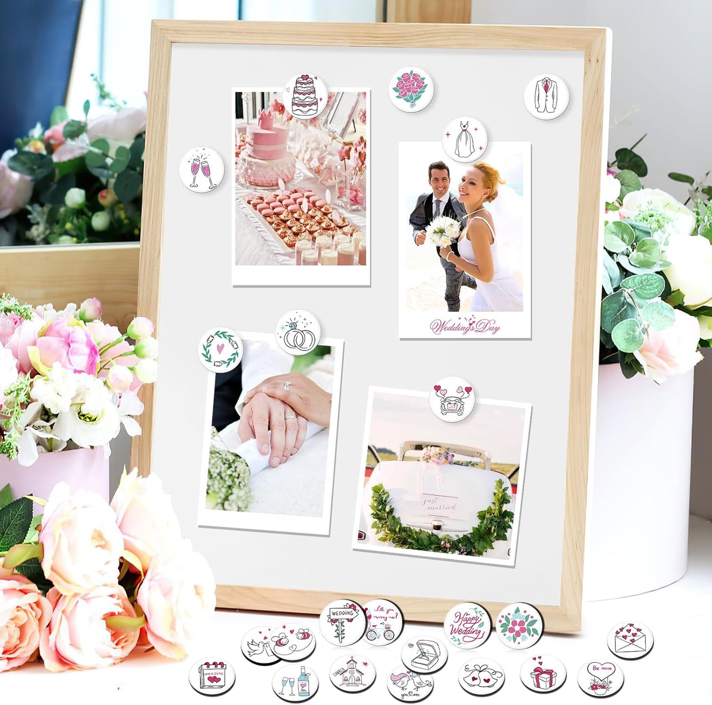 MORCART 30PCS Wedding Magnets, Cute Fridge Decoration Magnets Gift for Refrigerator Locker Whiteboard Decorative Magnetic Board Cabinets Classroom Office Cubicle