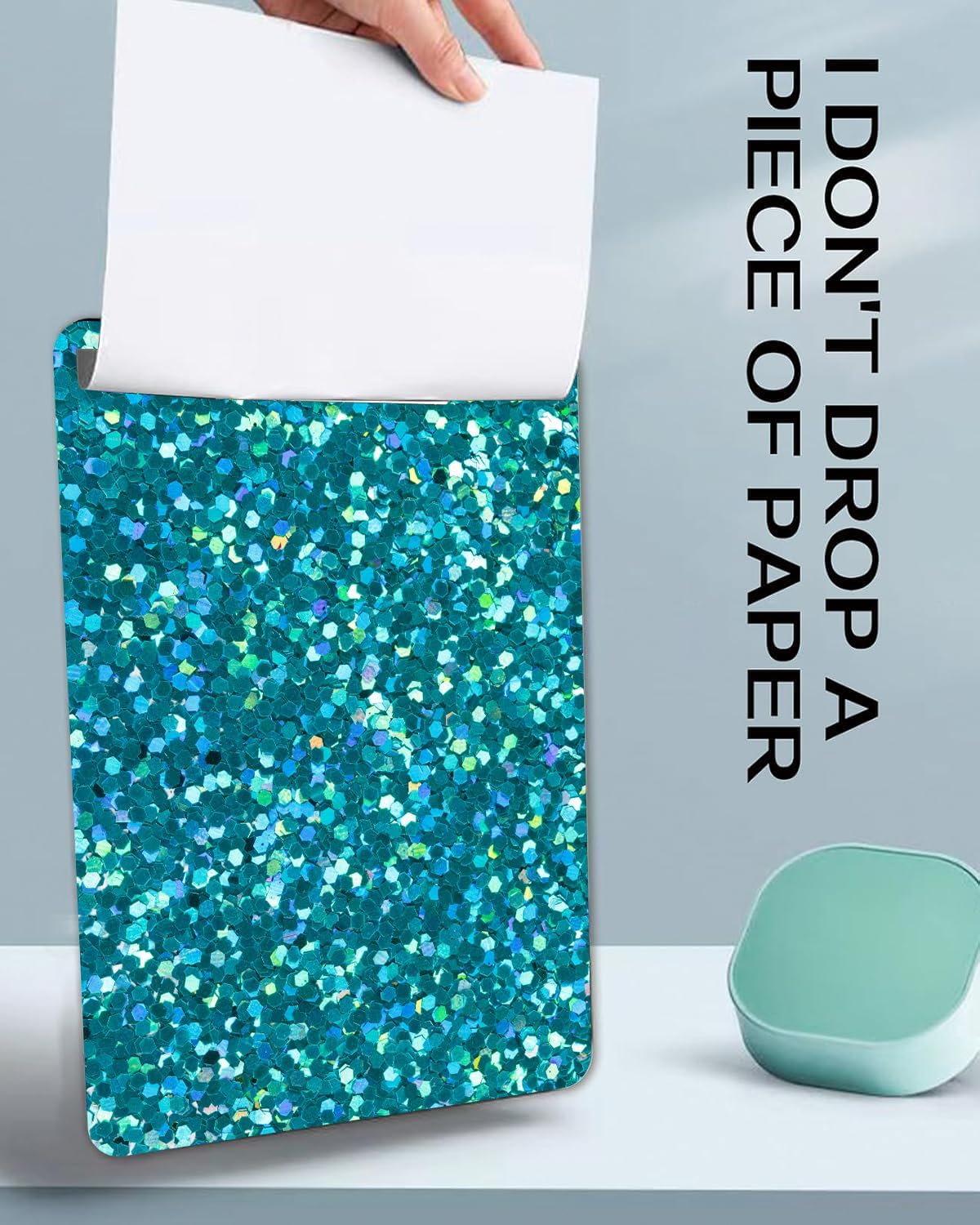 Fashion A4 Clipboard, Standard Letter Size 9" x 12.5", Decorative Wooden Clipboard with Low Profile Metal Clip for Office, School, Teachers, and Students, Cyan