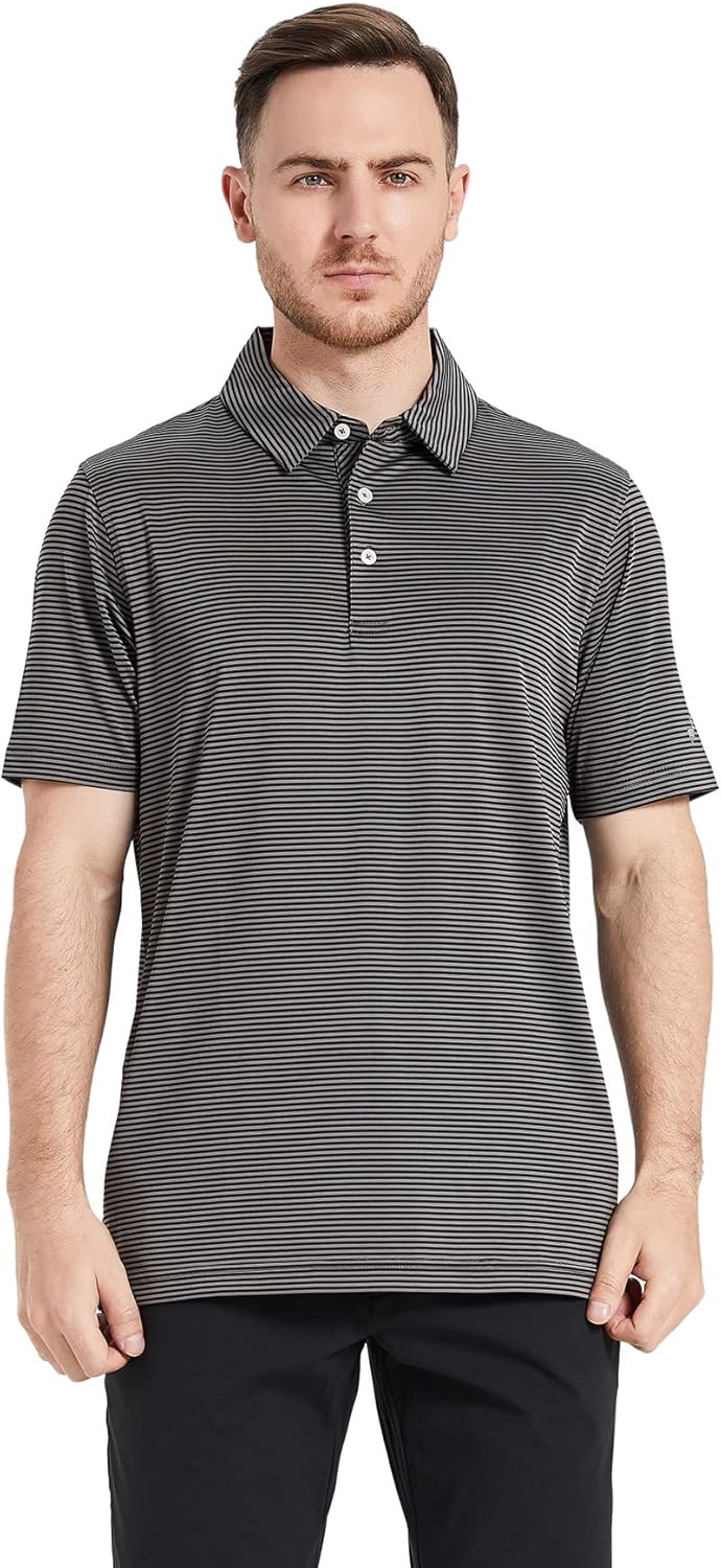 Golf Shirts for Men Dry Fit Short Sleeve Print Performance Moisture Wicking Polo Shirt