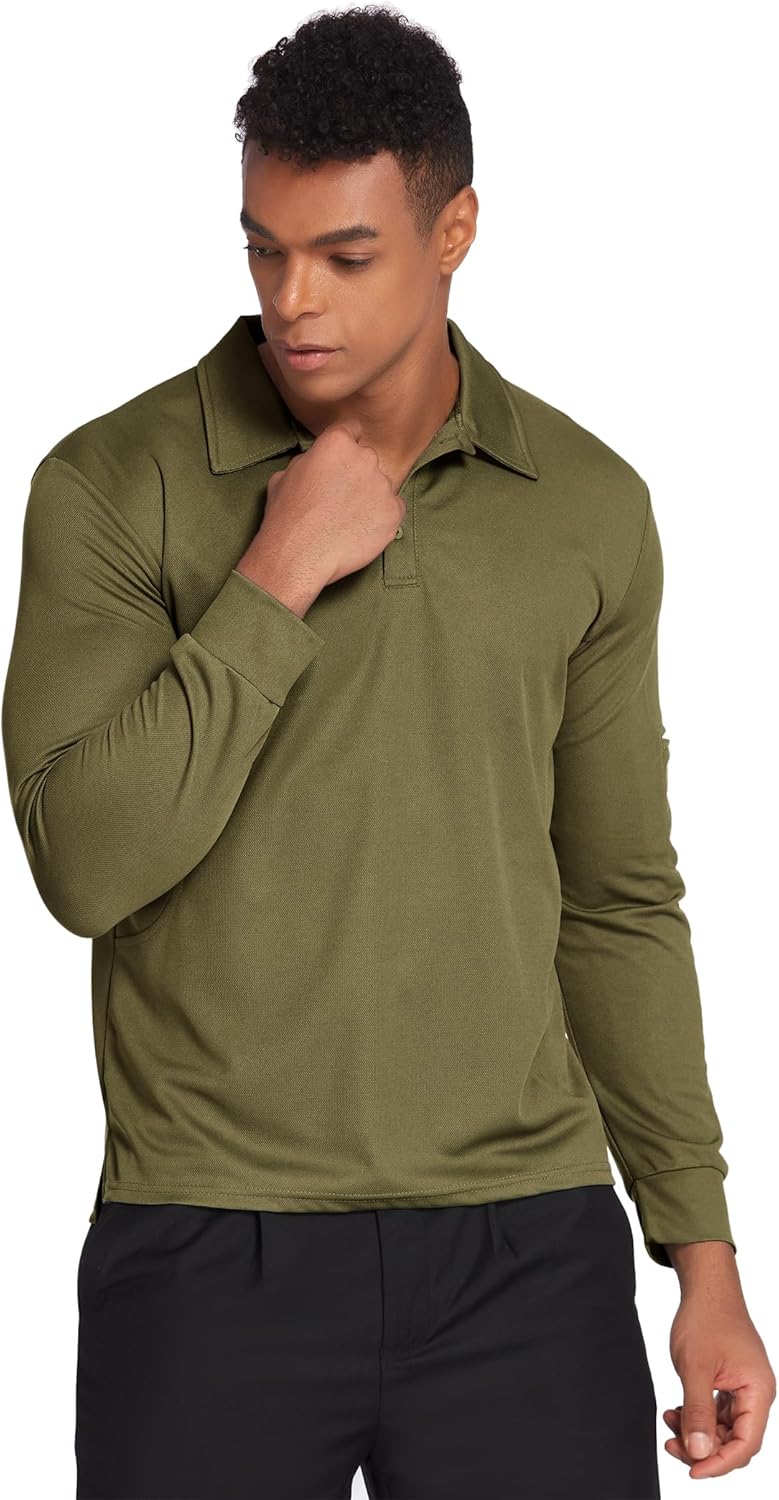 Deyeek Men's Polo Shirts Long Sleeve Golf Polo Shirts for Men Quick Dry UPF 50+ Sun Protection Polos Casual Collared Shirts